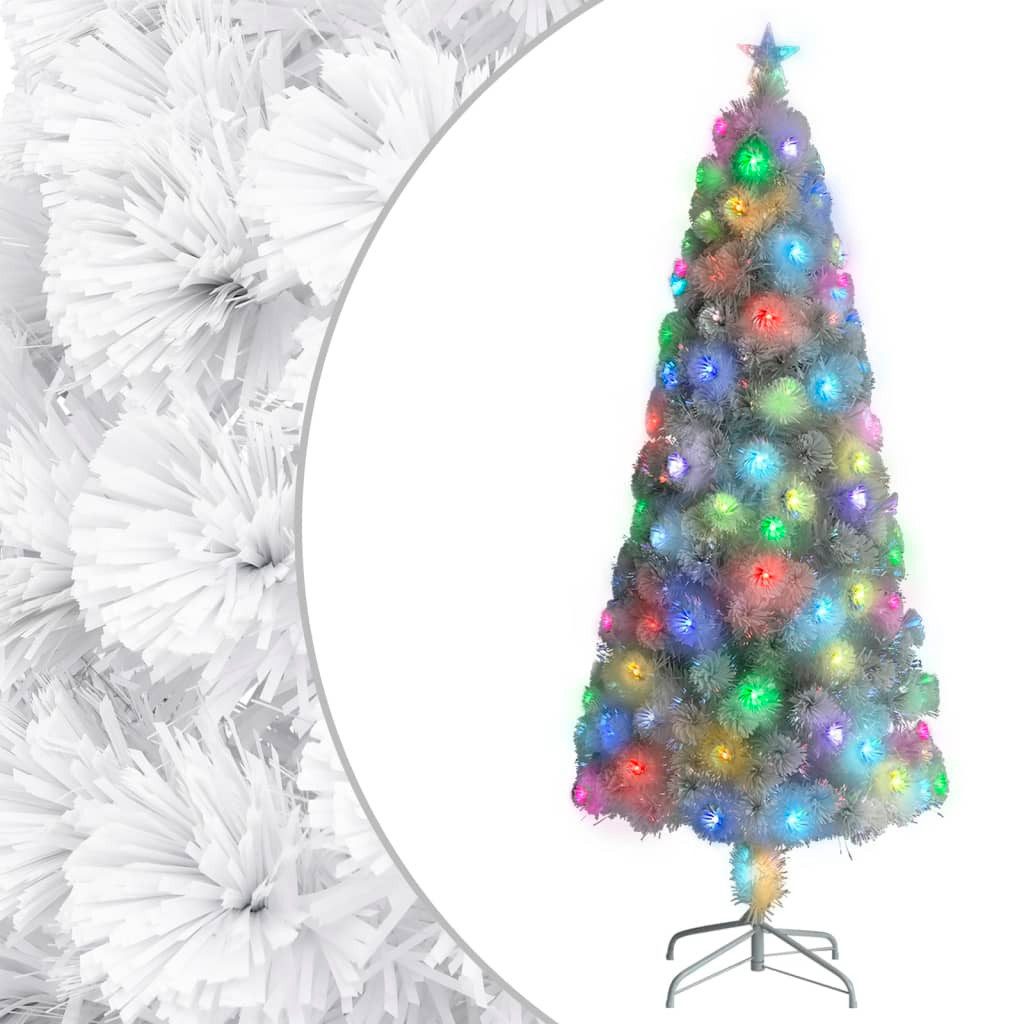 vidaXL Künstlicher Weihnachtsbaum Künstlicher Weihnachtsbaum mit Beleuchtung Weiß 240cm Glasfaser