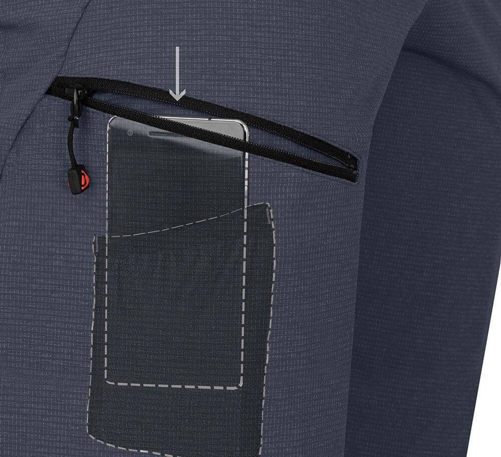 Bergson Zip-off-Hose PORI Zipp-Off grau/blau elastisch, Wanderhose, Normalgrößen, Damen robust