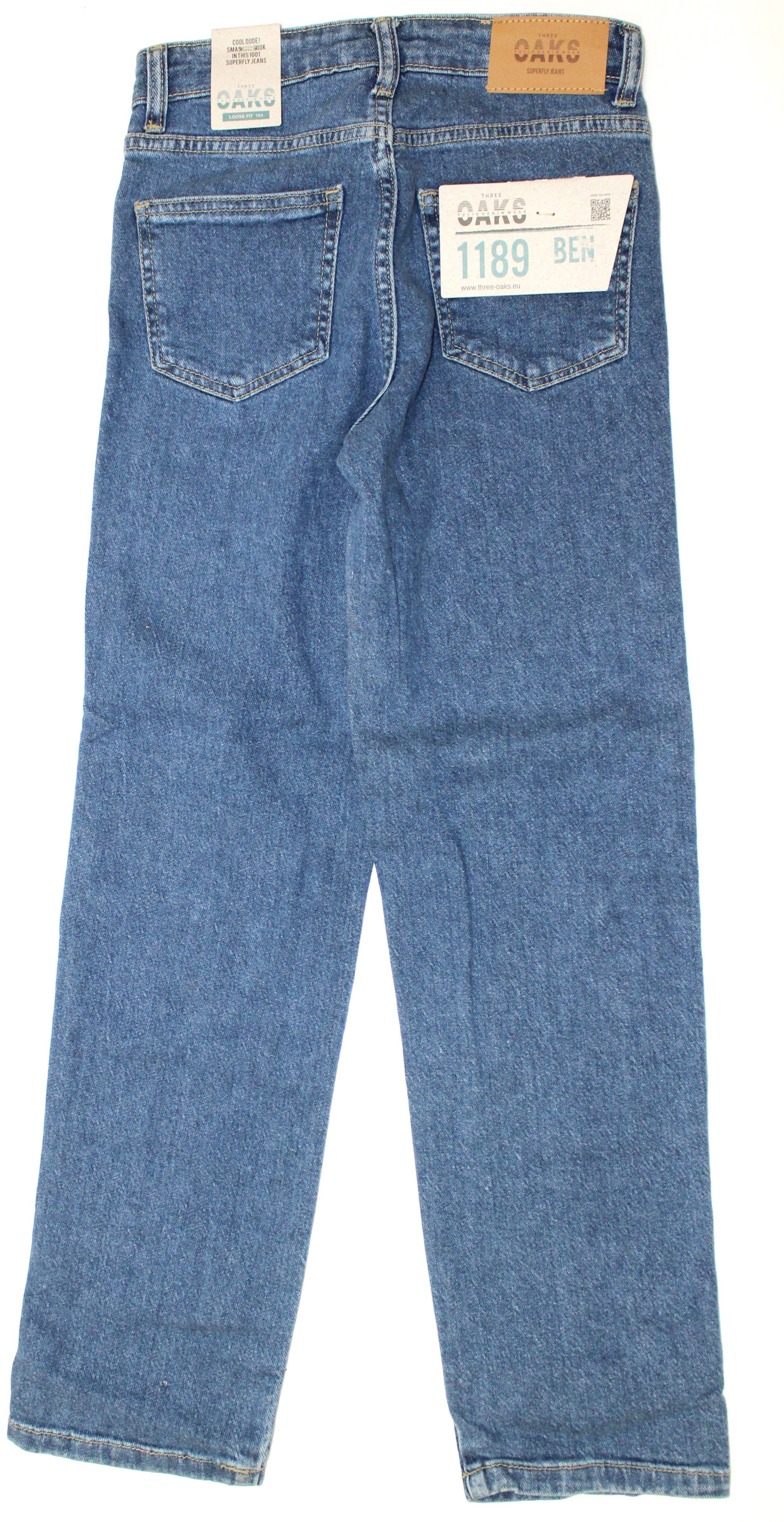 THREE OAKS Bequeme Jeans BAGGY-FIT-JEANS Blue (1-tlg) 282