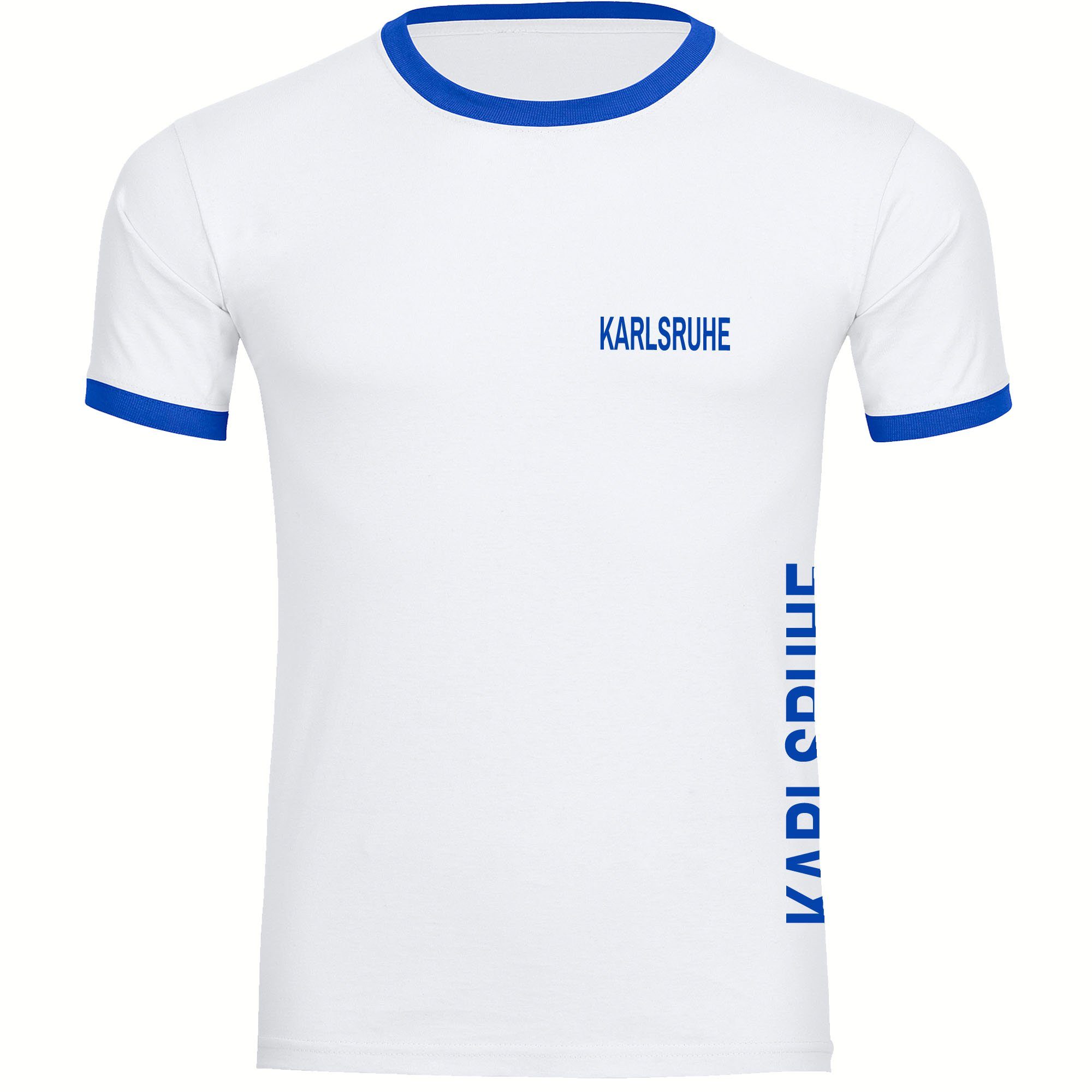 multifanshop T-Shirt Kontrast Herren Karlsruhe - Brust & Seite - Shirt  Fanartikel