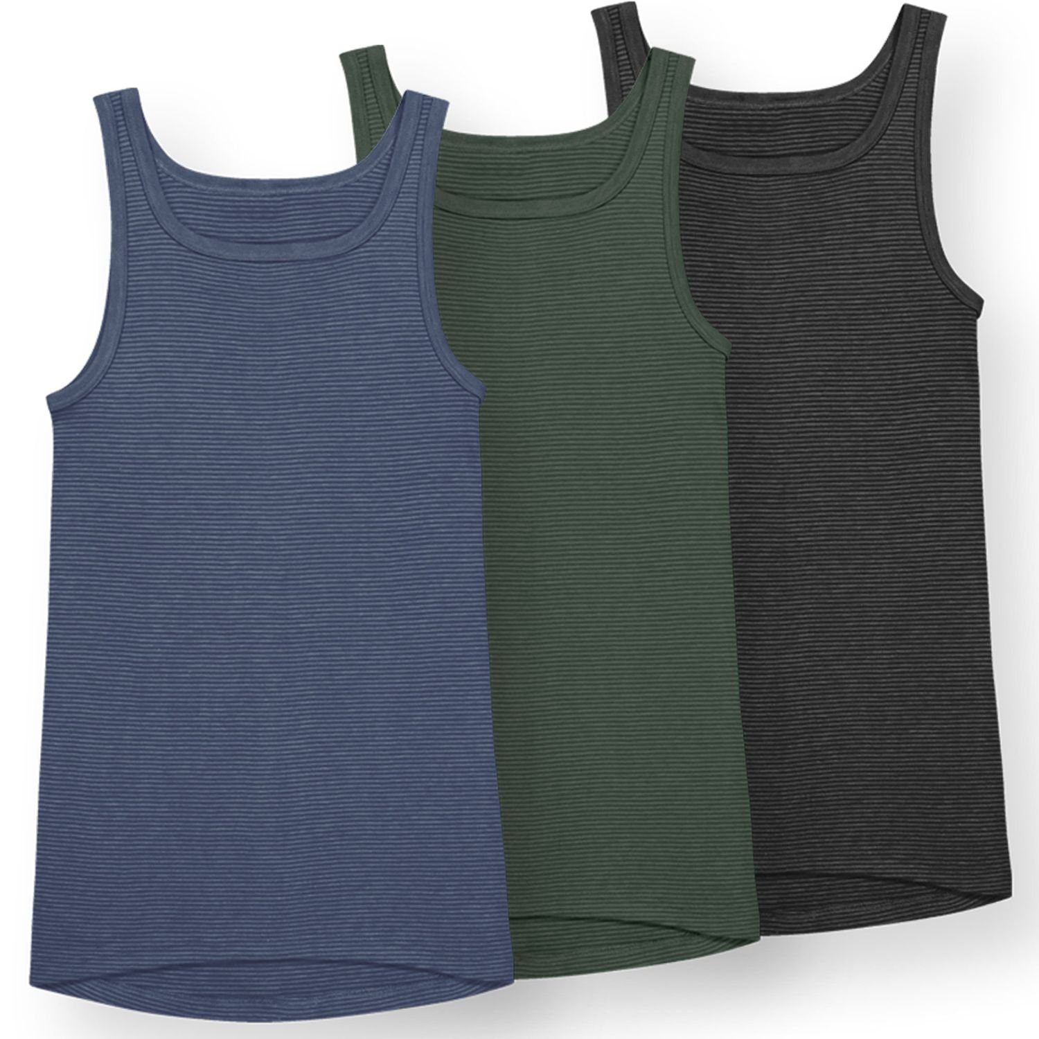 Ammann Unterhemd Premiumqualität (Mehrpack, 3-St., 3 Stück) strapazierfähig und pflegeleicht im 3er Pack dunkelblau / olive / anthrazit