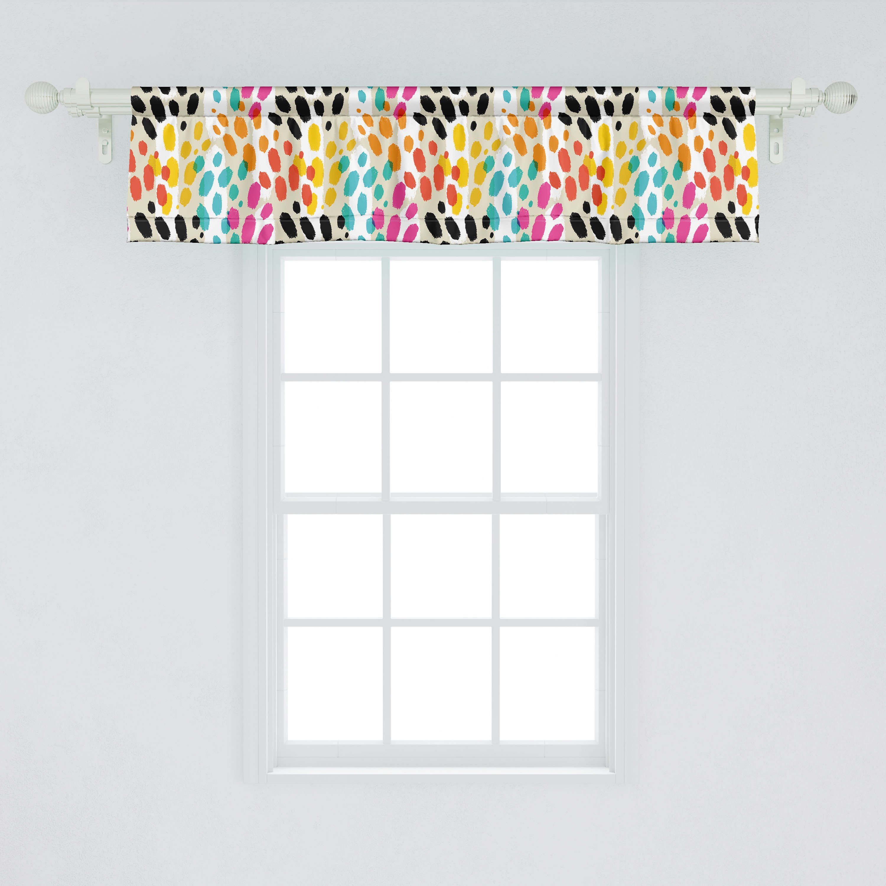 Microfaser, Scheibengardine Abakuhaus, Vorhang für Volant mit Stripes Bunt Küche Schlafzimmer Stangentasche, Tierhaut Spots Dekor