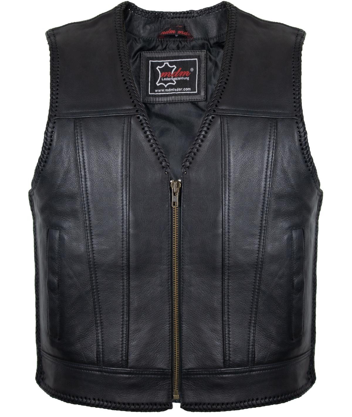 MDM Lederweste Herren Biker Leder Kutte mit Reißverschluss günstig online kaufen