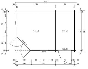 Alpholz Gartenhaus 5-Eck Liwa Compact mit Anbau, BxT: 440x300 cm, Ohne Schutz-Imprägnierung