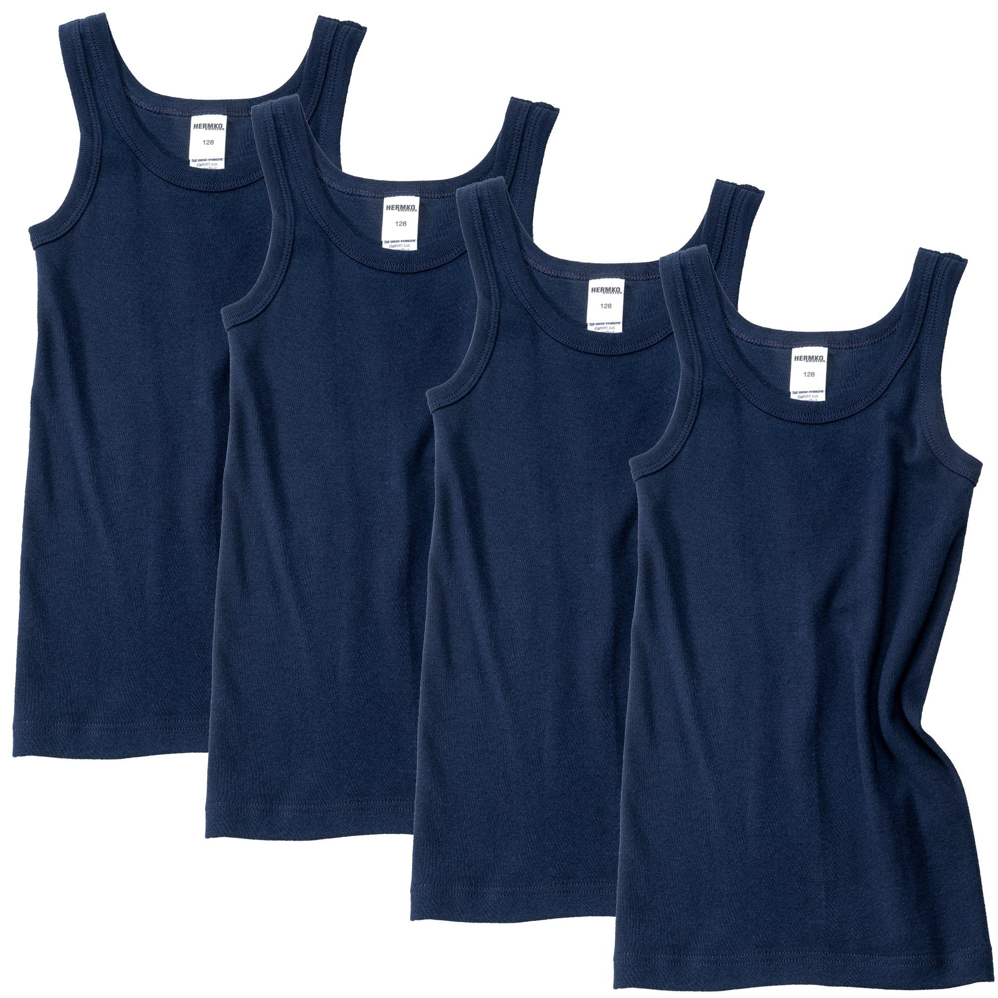 HERMKO Unterhemd 2800 (Pack, 4er) 4er Pack, 100 % Bio-Baumwolle, Knaben Tank Top