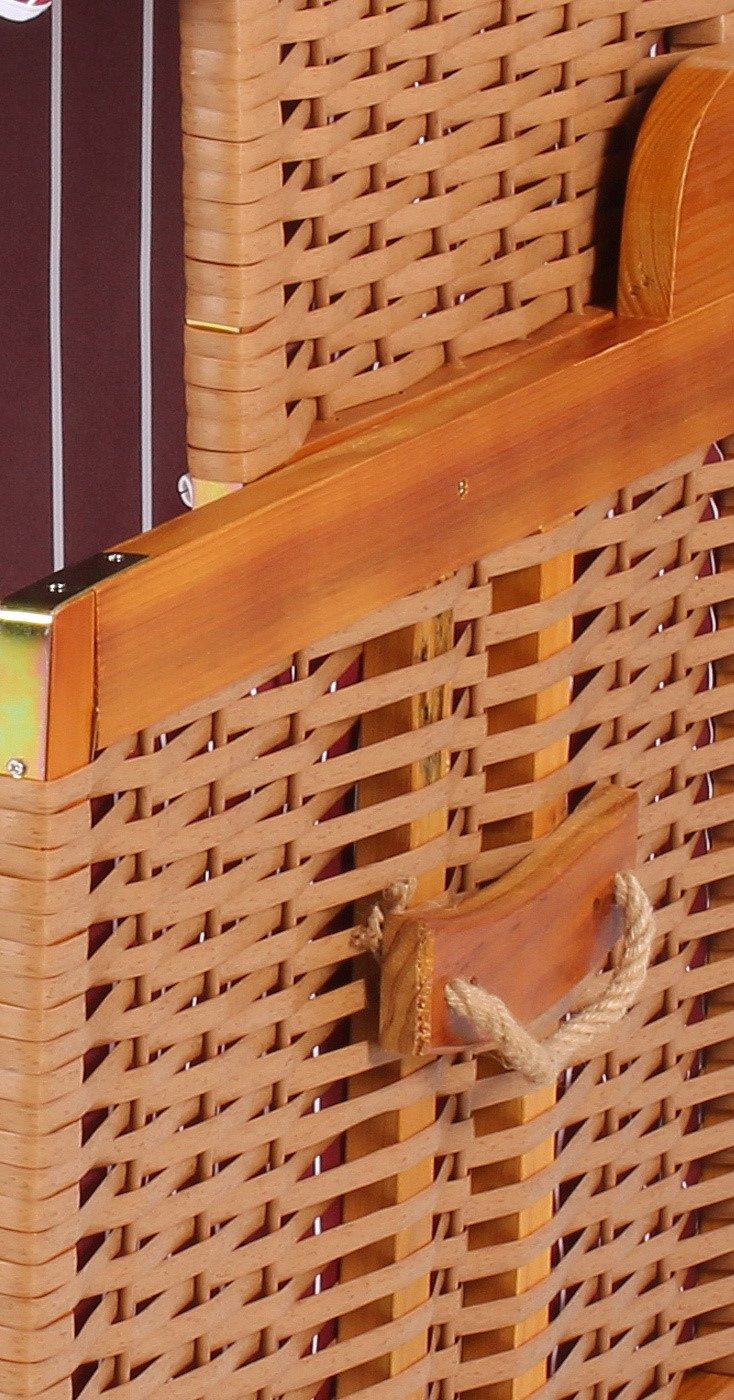 bene living Strandkorb Hundestrandkorb - gestreift/rot - PE beige, BxTxH: 80x65x95 cm, Hundestrandkorb, Hunde-Strandkorb, (10-tlg), Schutzhaube