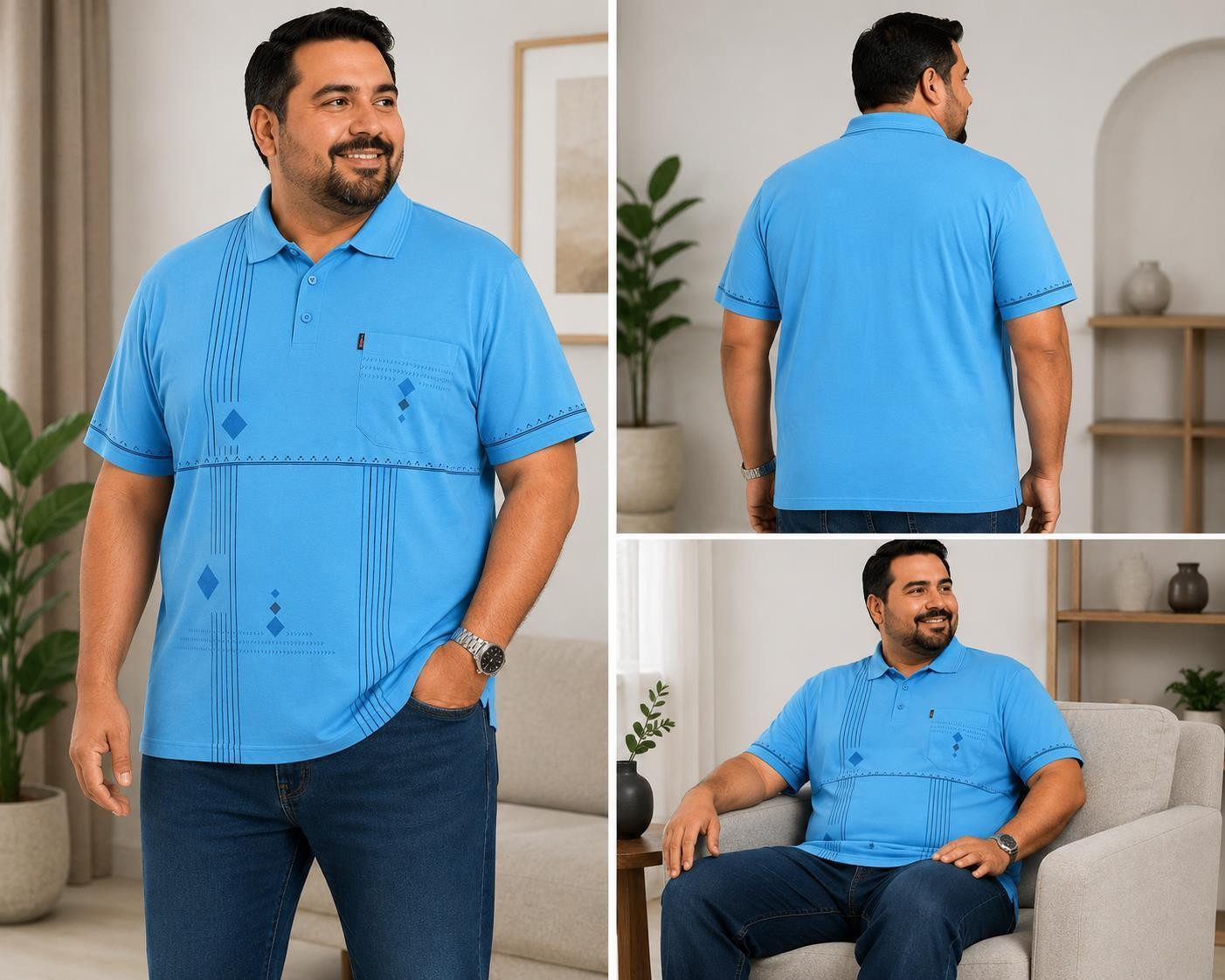 EloModa Poloshirt Herren Poloshirt 3XL 4XL 5XL mit Brusttasche Kurzarm Baumwolle Polyest (1-tlg) Herren Poloshirt mit Brusttasche 3XL bis 5XL