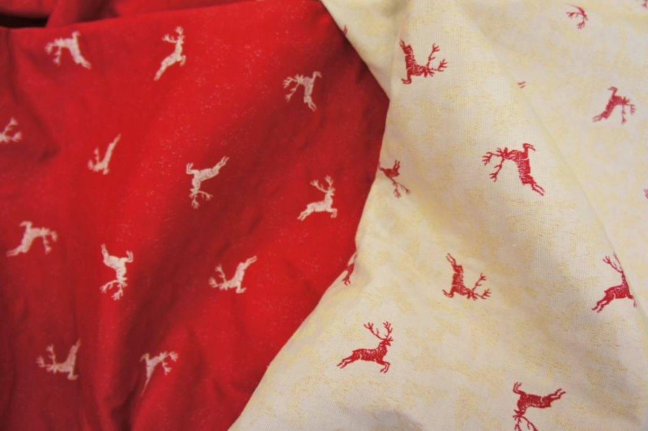 Stofferia Stoff Dekostoff Jacquard Hirsch Rot, Meterware