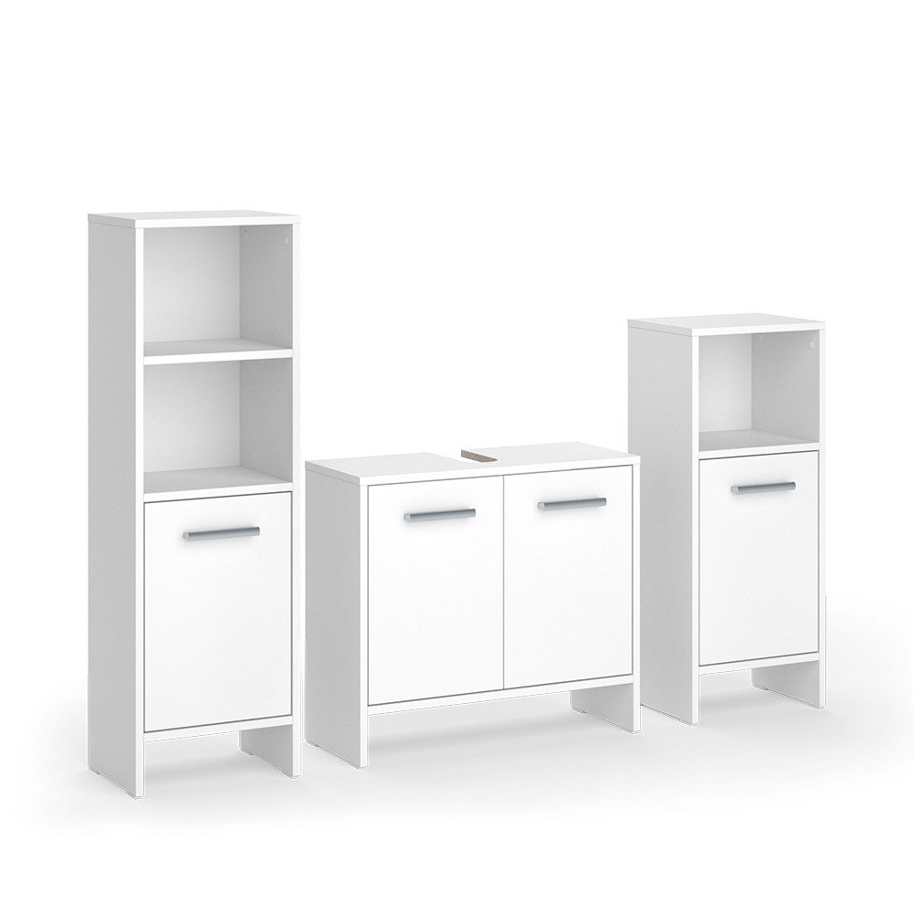 Vicco Badmöbel-Set Karli, Weiß, 3-teilig, (3-St., günstig online kaufen