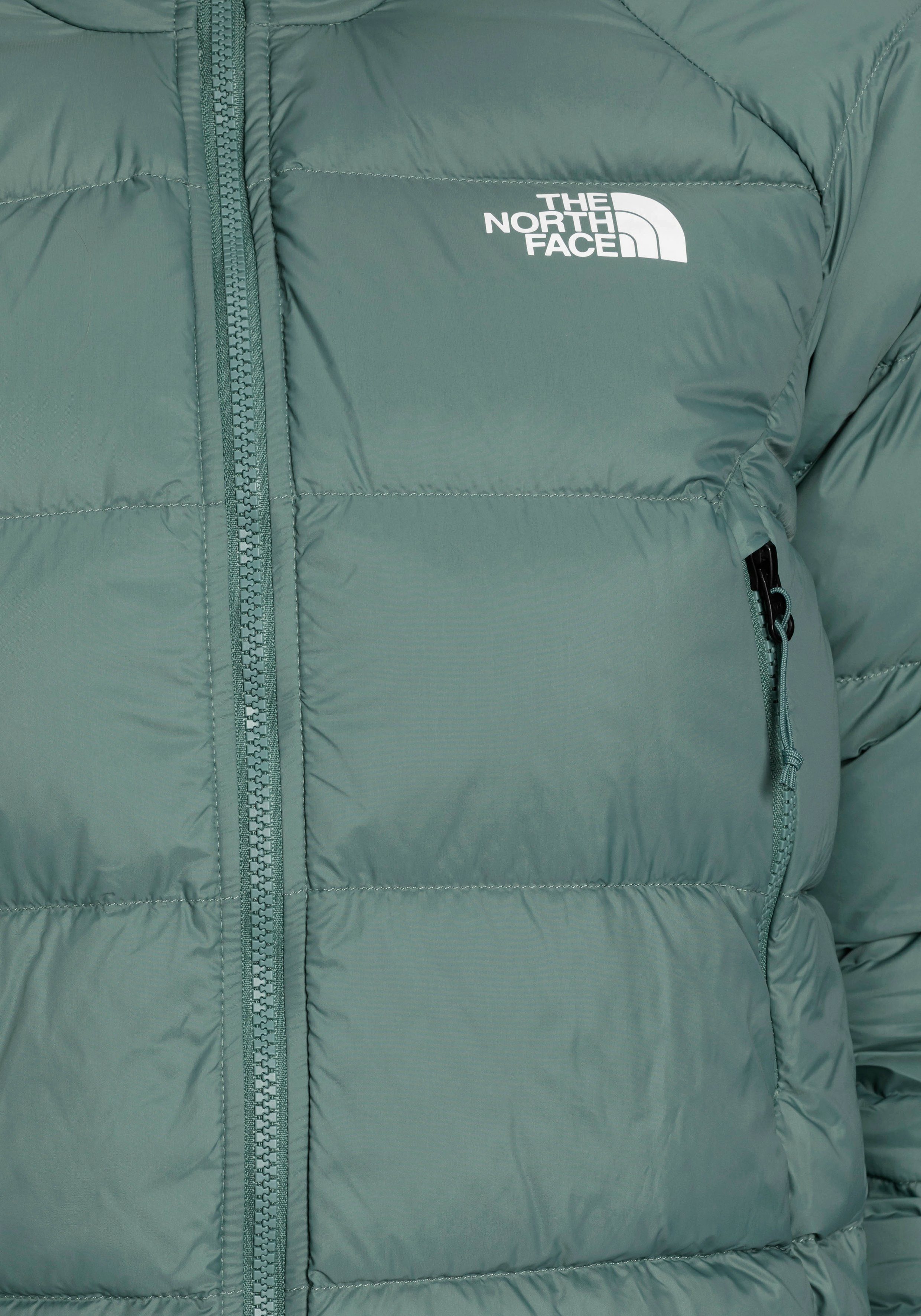 The North Face (1-St) ATMUNGSAKTIV EU W HOODIE HYALITE und green Daunenjacke WASSERABWEISEND - DOWN