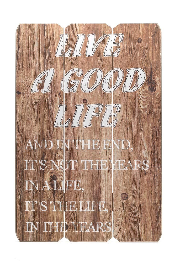 Levandeo® Holzbild, Holz-Schild Wandschild Spruch Good Life Holzbild Wandbild Bild