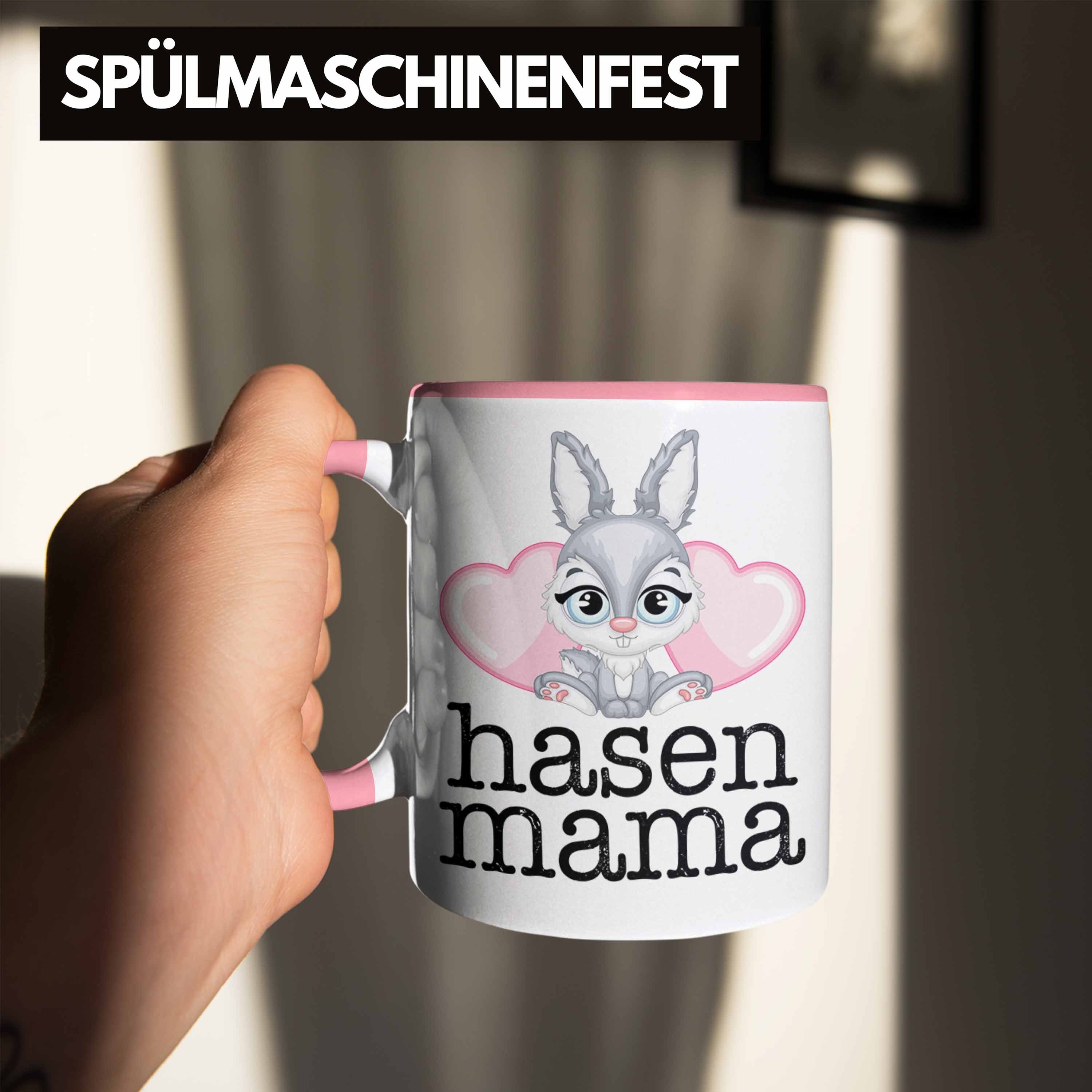 Trendation Tasse Hasen Tasse Mama Geschenk Hasen Kaninchen Hasen-Besitzer Rosa Kinder
