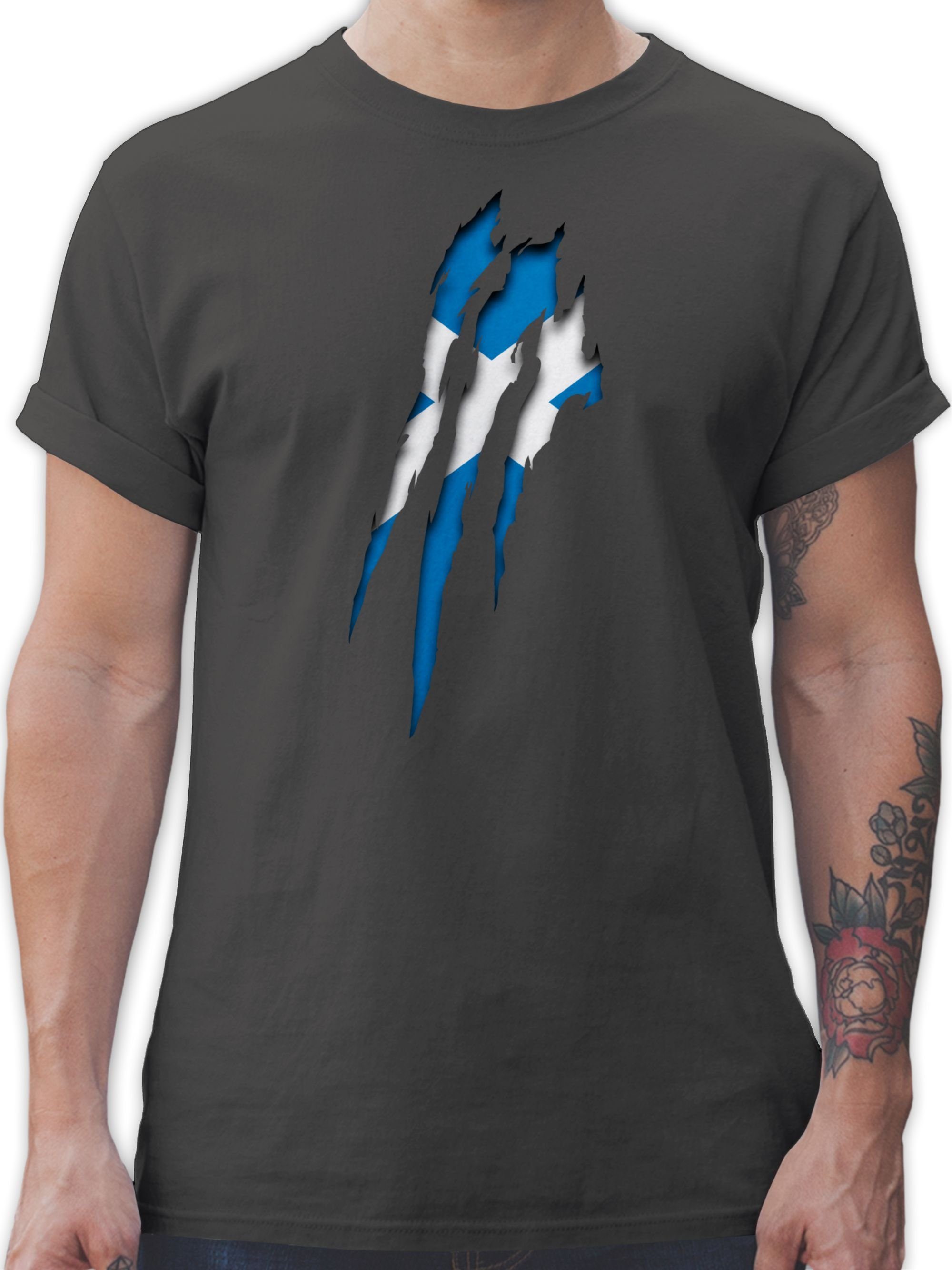 Shirtracer T-Shirt Schottland - Krallenspuren Fussball EM 2024 02 Dunkelgrau