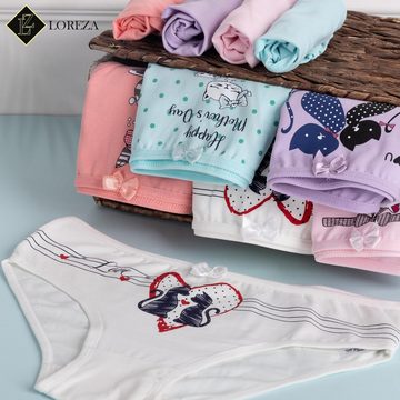 LOREZA Slip 10 Mädchen Kinder Slips Baumwolle Unterhosen Unterwäsche 92-170 (Spar-Packung, 10-St)