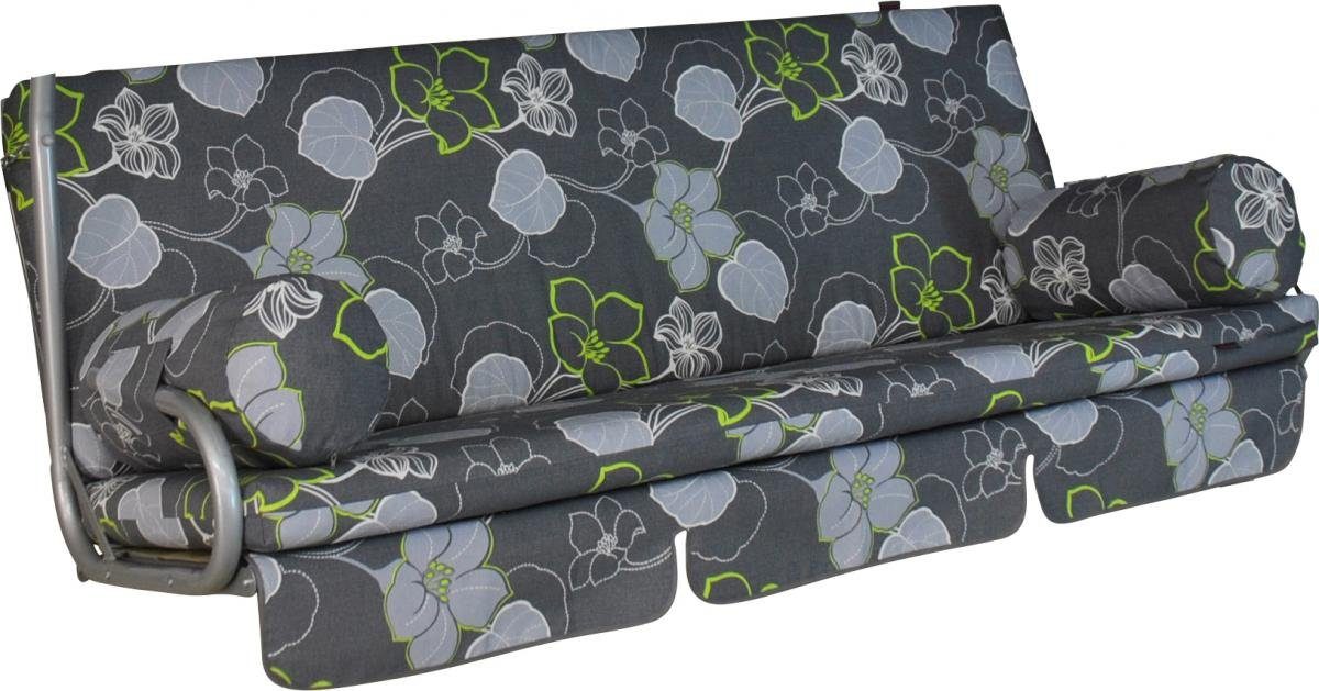 ANGERER Freizeitmöbel GmbH Polsterauflage Hollywoodschaukel Polsterauflage Trend Meran grau 180 cm, (1 Stück, 1 Auflage, 1 Lehnenkissen, 2 Nackenrollen, 1 Unterlage), Passend für eine Sitzbreite von ca. 180 cm