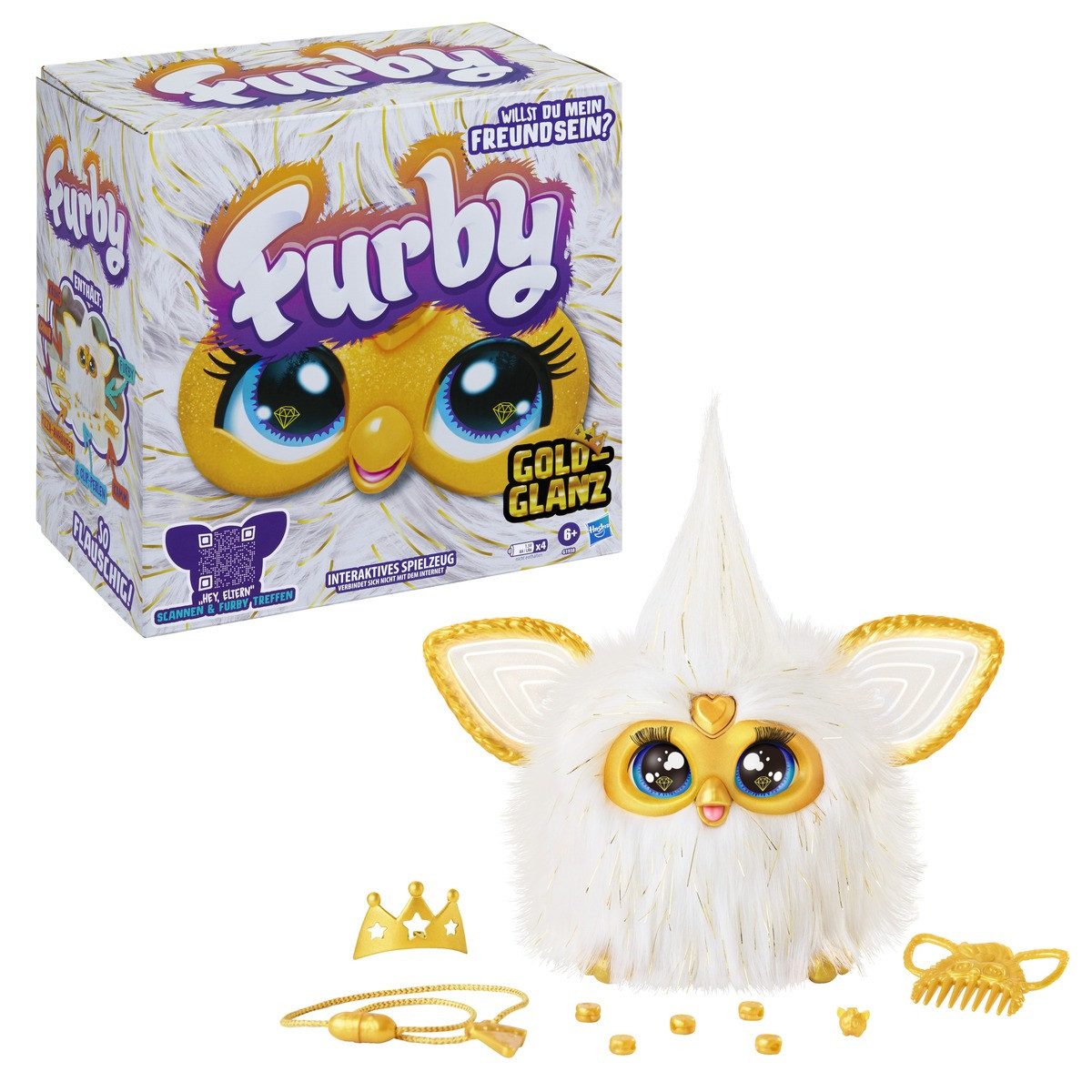 Hasbro Plüschfigur Plüsch Furby Gold Glam mit Sound und Musik günstig online kaufen