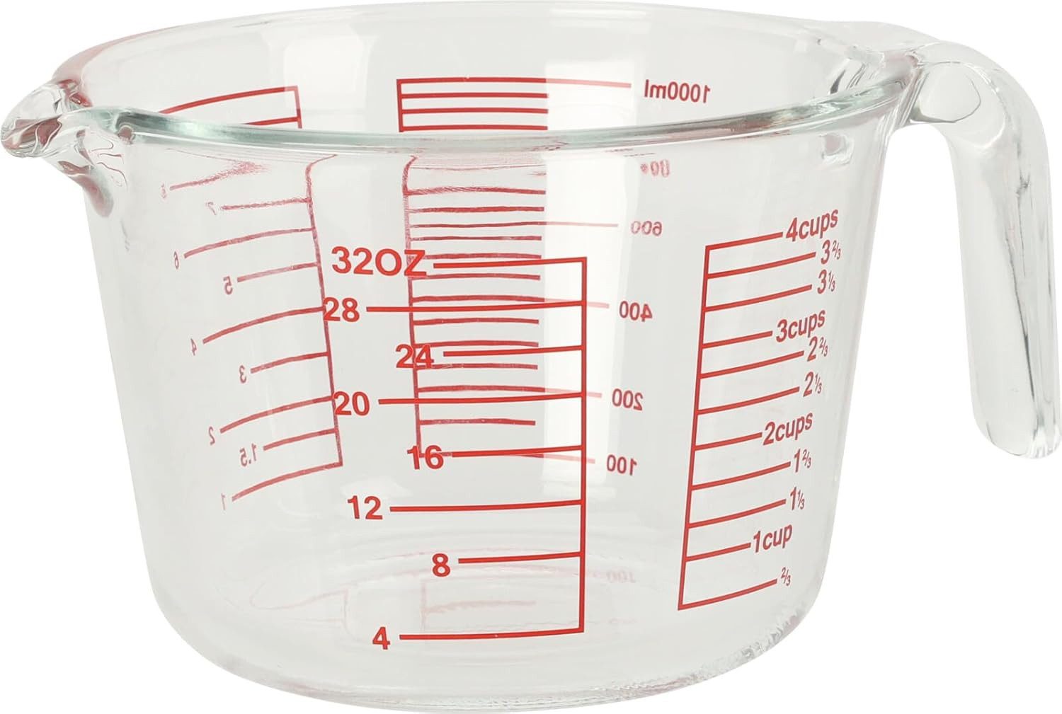 mucHome Messbecher Messbecher aus Glas bis zu 1l hochwertiges Borosilikatglas m. Henkel, Messbecher aus Glas