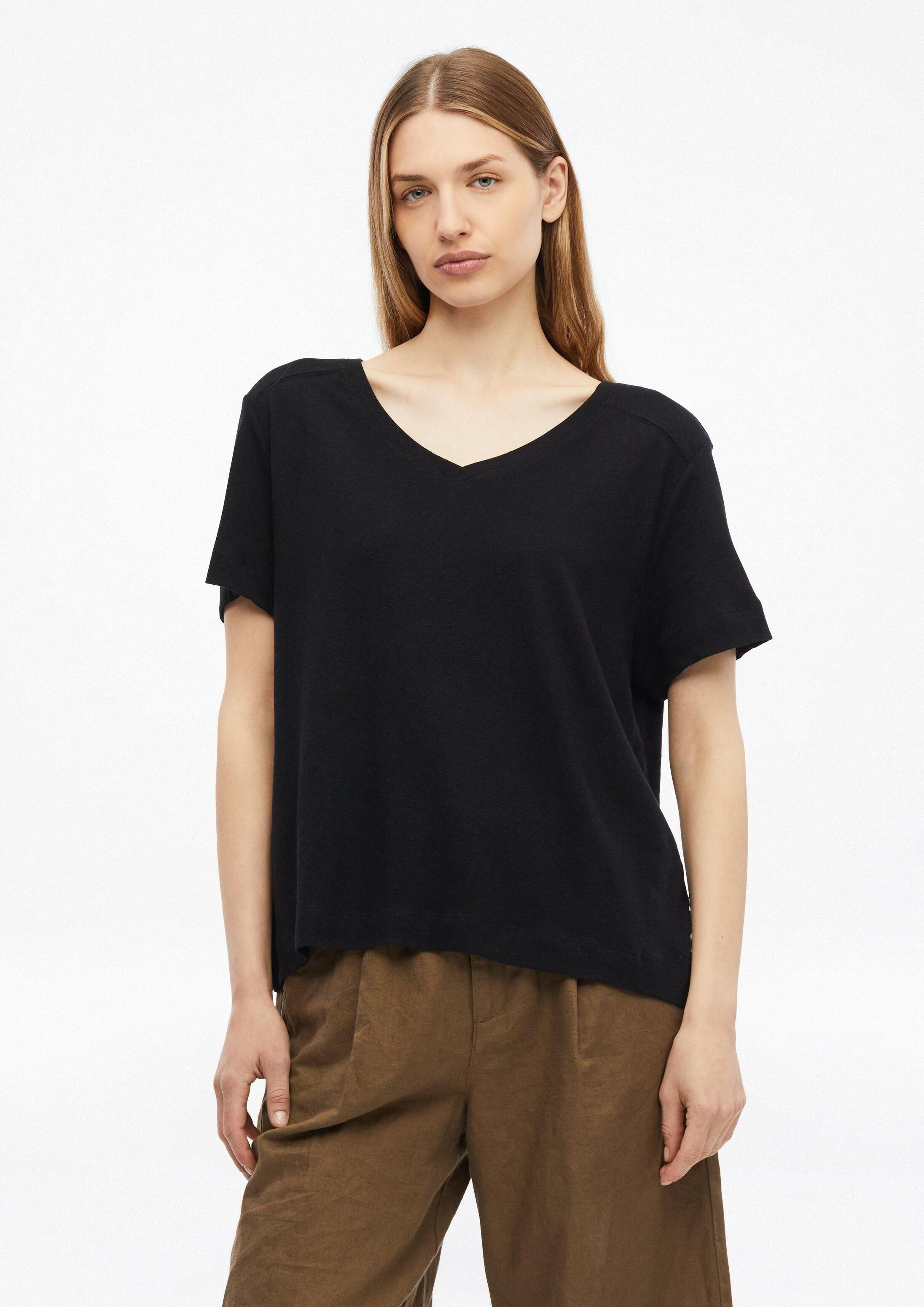 s.Oliver Kurzarmshirt T-Shirt T-Shirt aus Leinenmix mit V-Ausschnitt