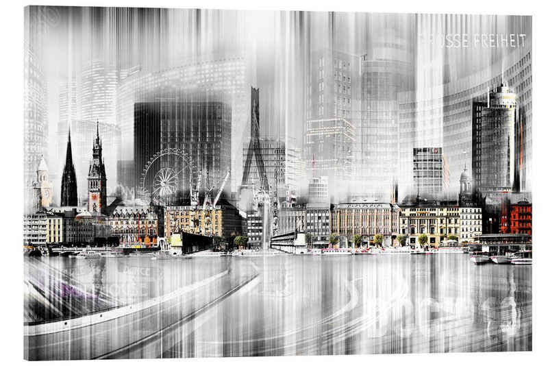 Posterlounge Acrylglasbild Städtecollagen, Hamburg-Skyline, abstrakt, Wohnzimmer Illustration