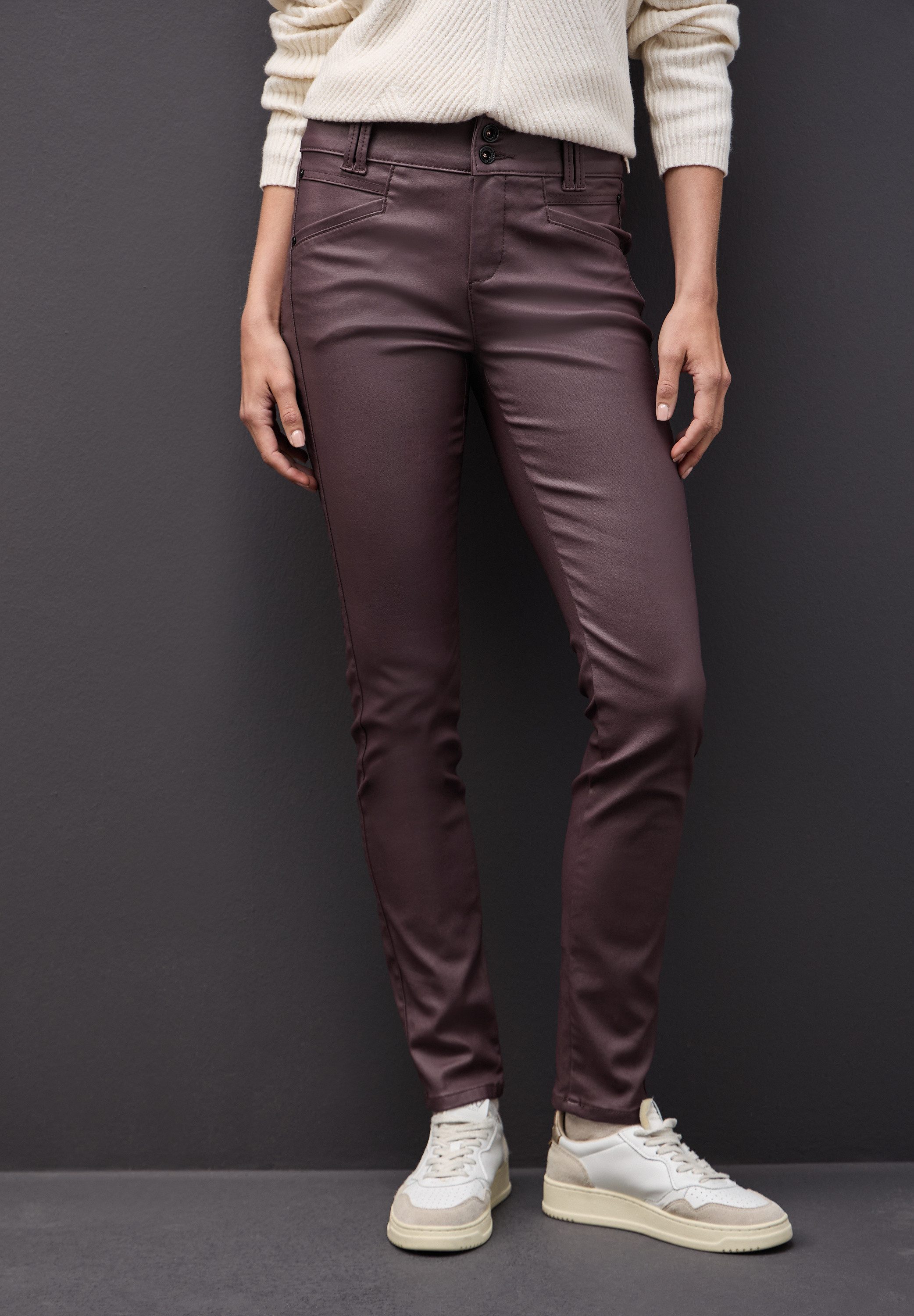 STREET ONE Lederimitathose mit Coating