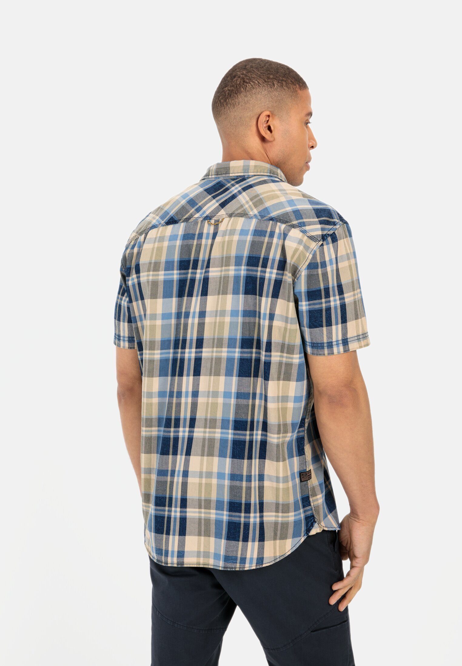 camel active Karohemd aus reiner Baumwolle Kurzarm Kentkragen