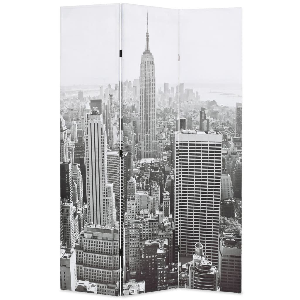 vidaXL Raumteiler Raumteiler klappbar 120 x 170 cm New York bei Tag Schwarz-Weiß, 1-tlg.