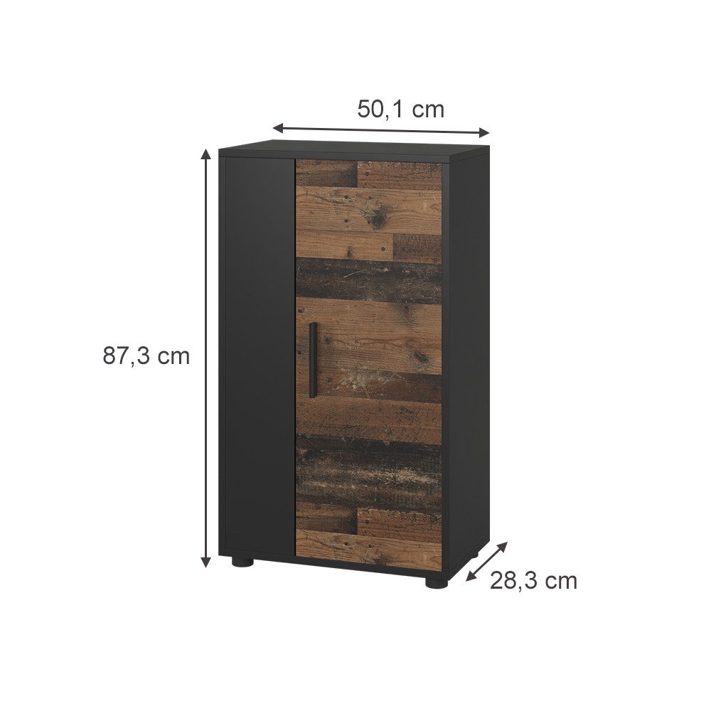 Vicco Highboard Berno, Schwarz/Oldstyle, 50.1 x günstig online kaufen