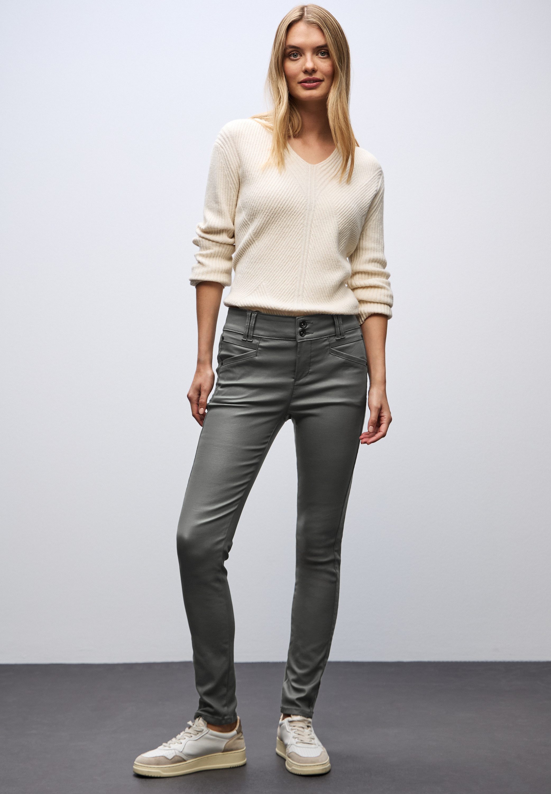 STREET ONE Lederimitathose mit Coating