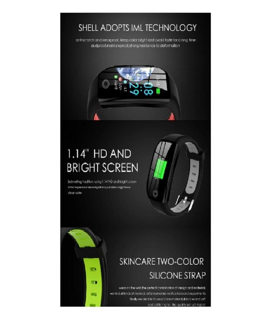 100% Activity Tracker »nordic Fitness Uhr, Fitness Tracker 1,14%27%27 Bluetooth 4.0 Armband Smartwatch mit Pulsuhr Schlafmonitor Schrittzähler«