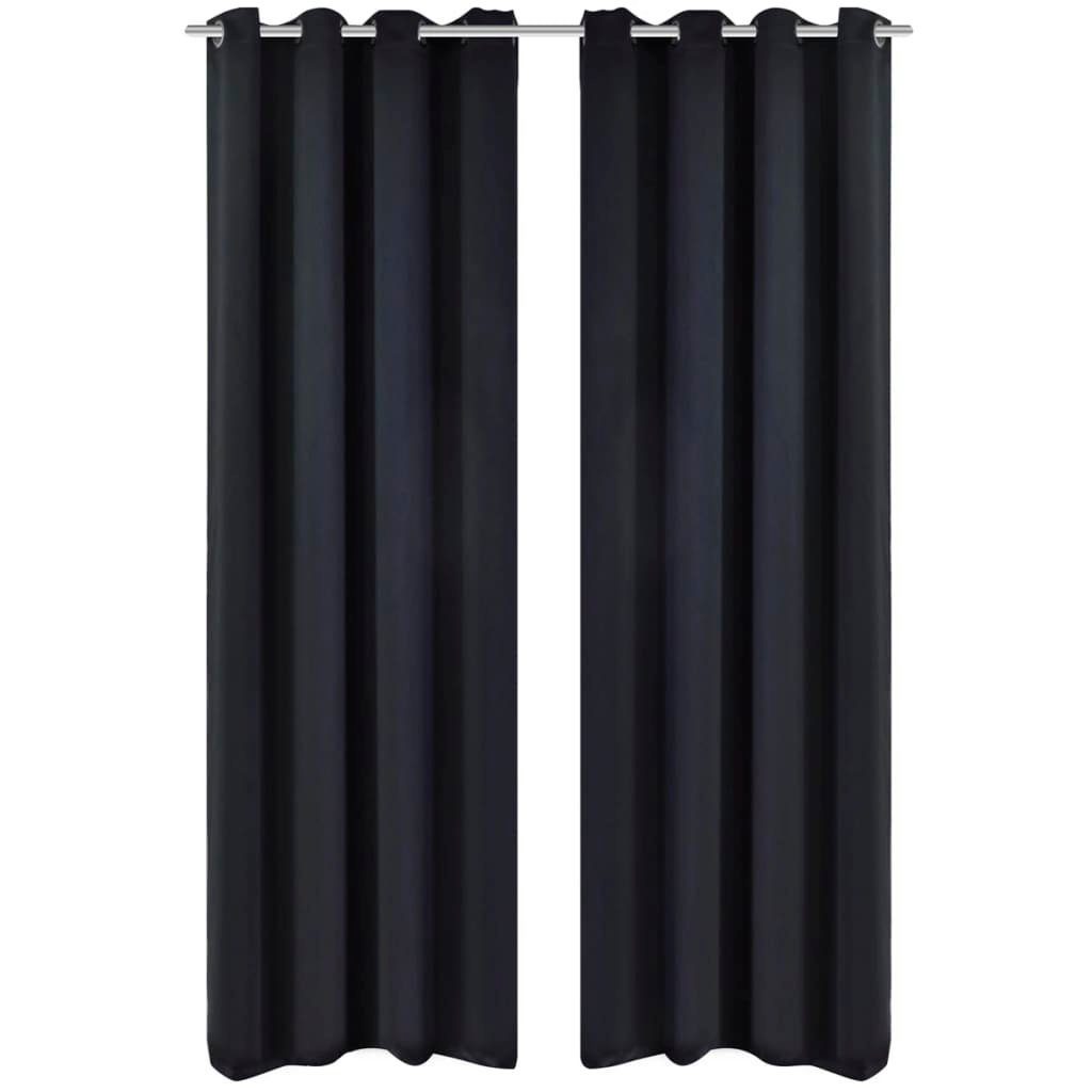 blackout, x mit Verdunkelungs-Vorhänge 245 cm Schwarz St) Metallringen furnicato, (2 135 Vorhang