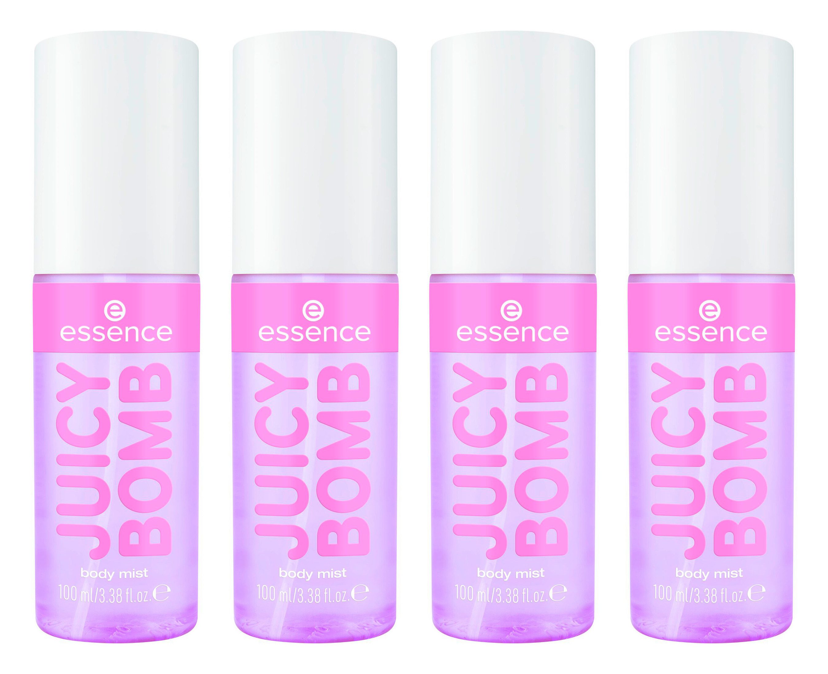 Essence Gesichts- und Körperspray JUICY BOMB sweet drop body mist, 4-tlg., Körperspray für einen langanhaltenden Wohlfühlduft