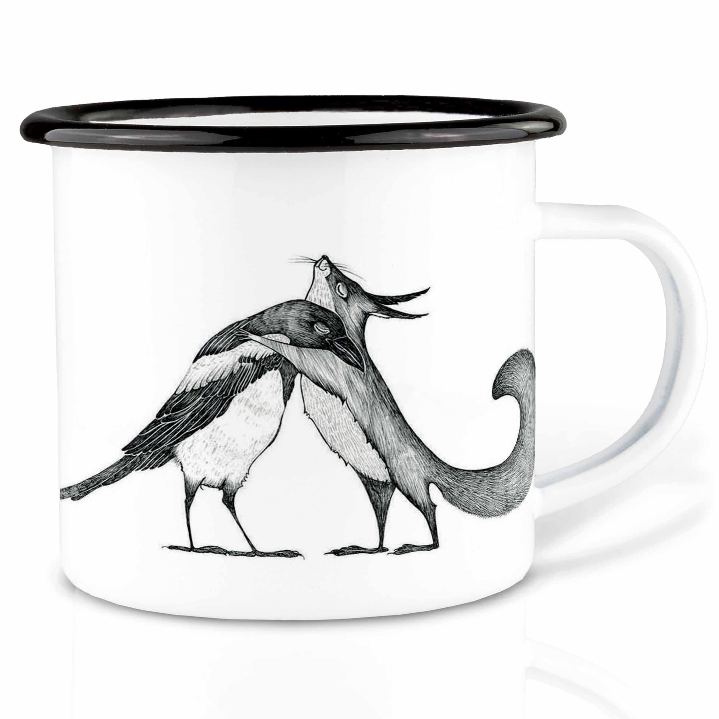 Ligarti Tasse Emaille Tasse – Eichhörnchen & Elster