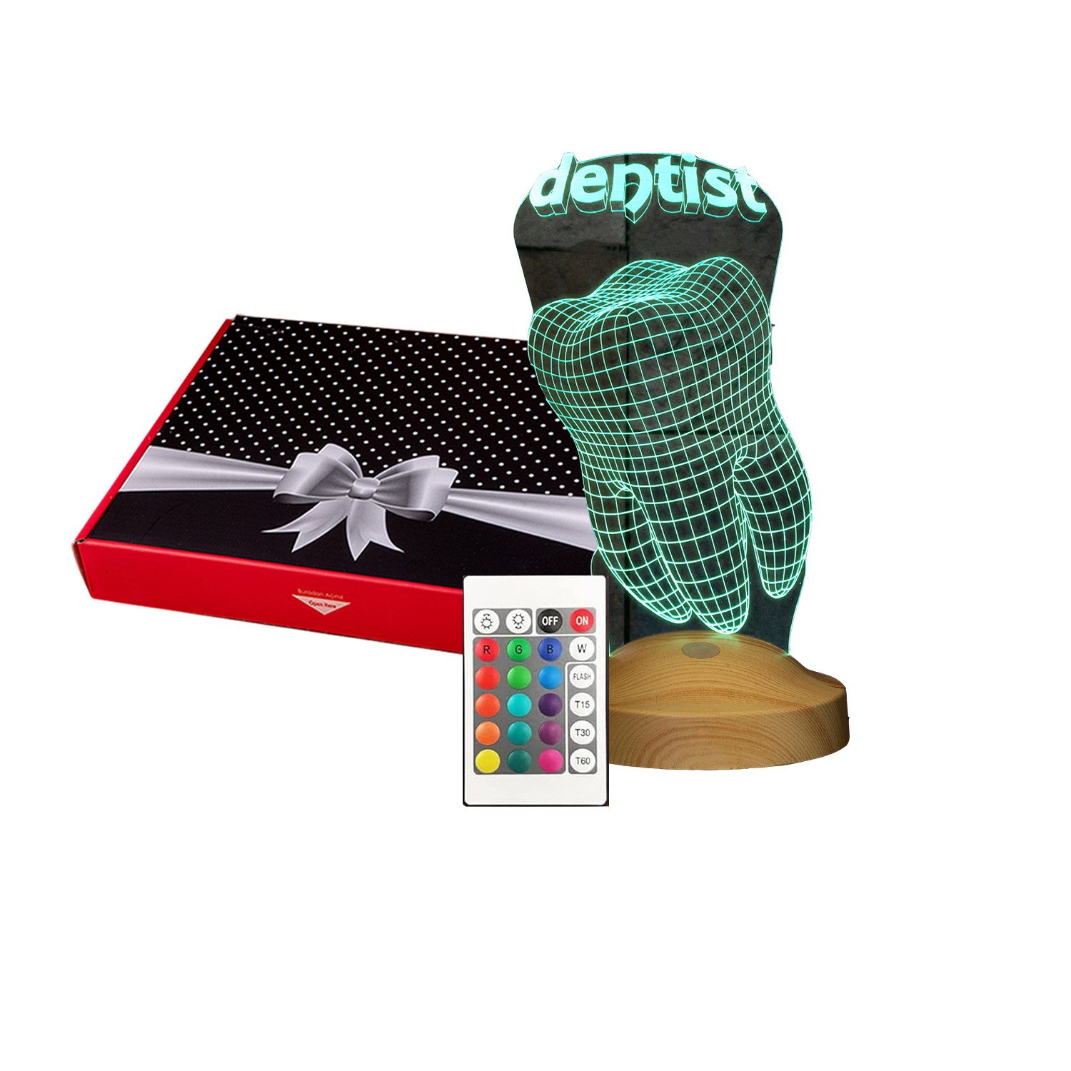 Geschenkelampe LED Nachttischlampe Dentist 3D Bürolicht Geschenk für Zahnarzt und Praxis, Leuchte 7 Farben fest integriert, Medizin, Dentist Beruf Geschenke
