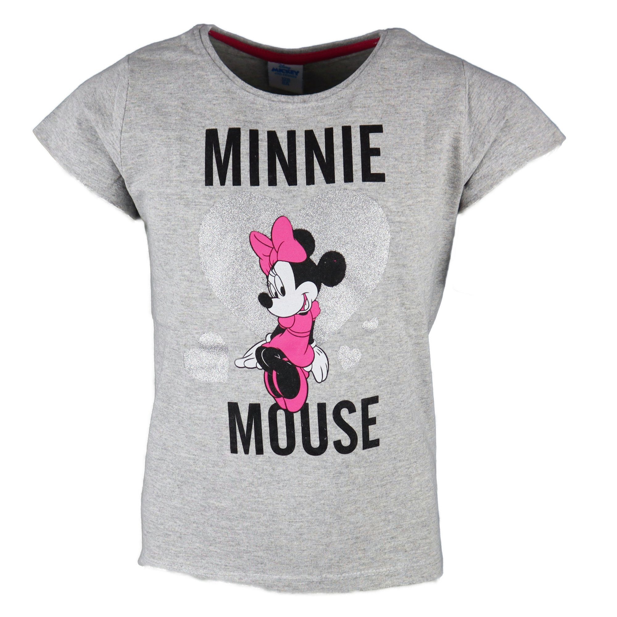 Gr. Mädchen Grau Disney Minnie Kinder Maus Love oder 134, Shirt Mouse T-Shirt Schwarz Minnie bis 104