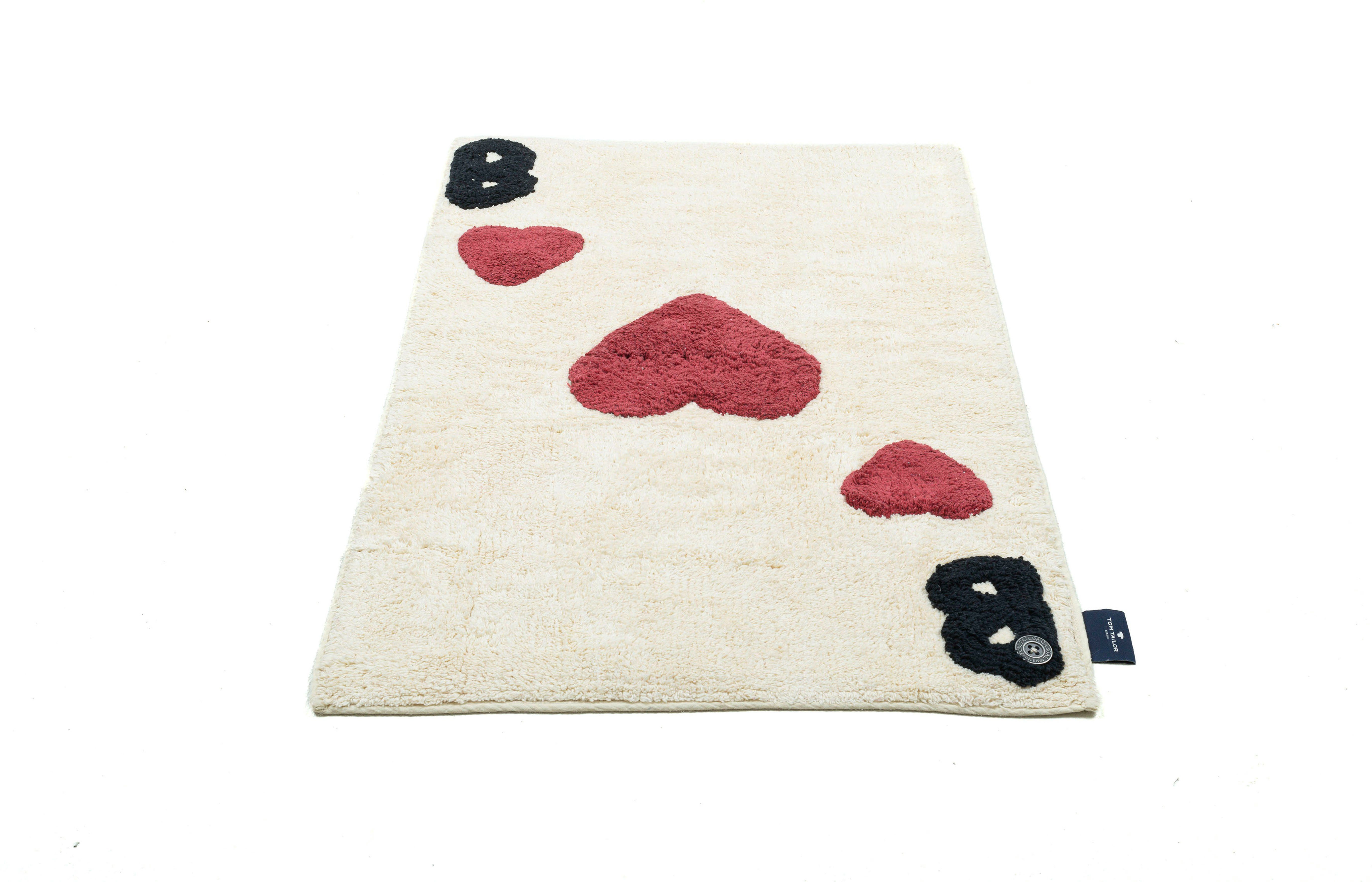 TOM TAILOR HOME Badematte Bings Heart of Bings, Höhe 10 mm, fußbodenheizungsgeeignet, Baumwolle, rechteckig, Badteppich, reine Baumwolle, Uni-Farben, Motiv Herzen & Buchstaben