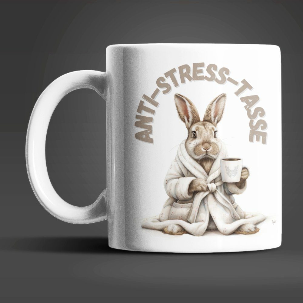 WS-Trend Tasse Hase Anti Stress Keramik Kaffeetasse Teetasse Geschenke, 1-tlg., Keramik, 325 ml