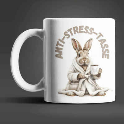 WS-Trend Tasse Hase Anti Stress Keramik Kaffeetasse Teetasse Geschenke, Keramik