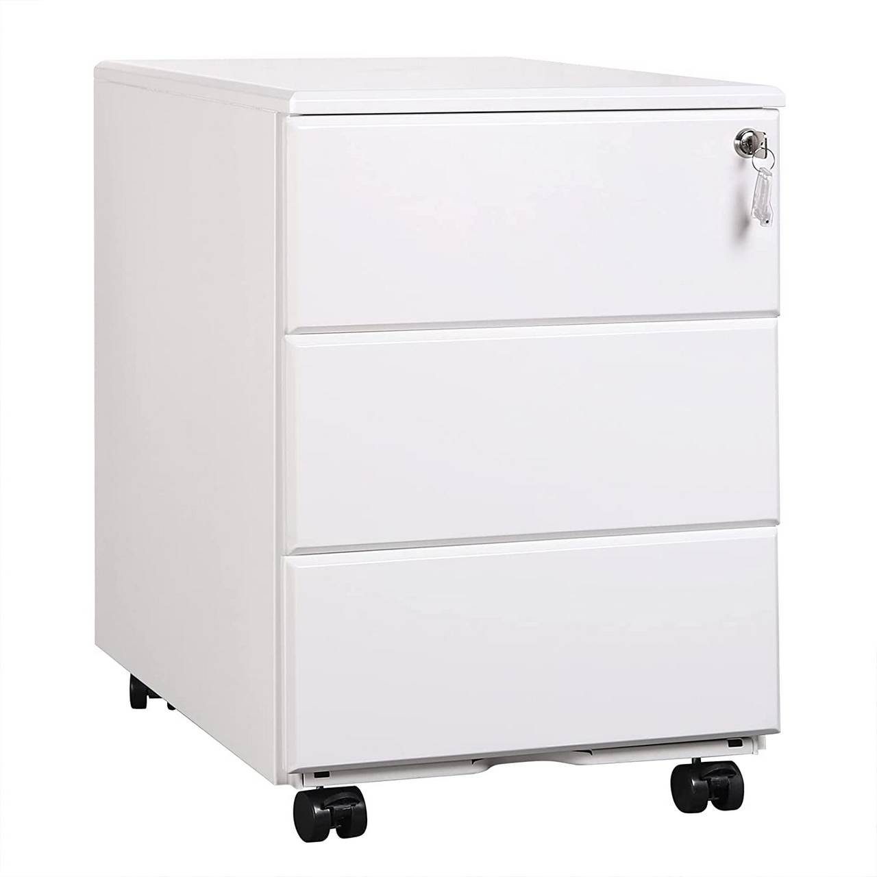 Woltu Rollcontainer, Metall Mobiler Aktenschrank Büroschrank mit 3 Schublad günstig online kaufen