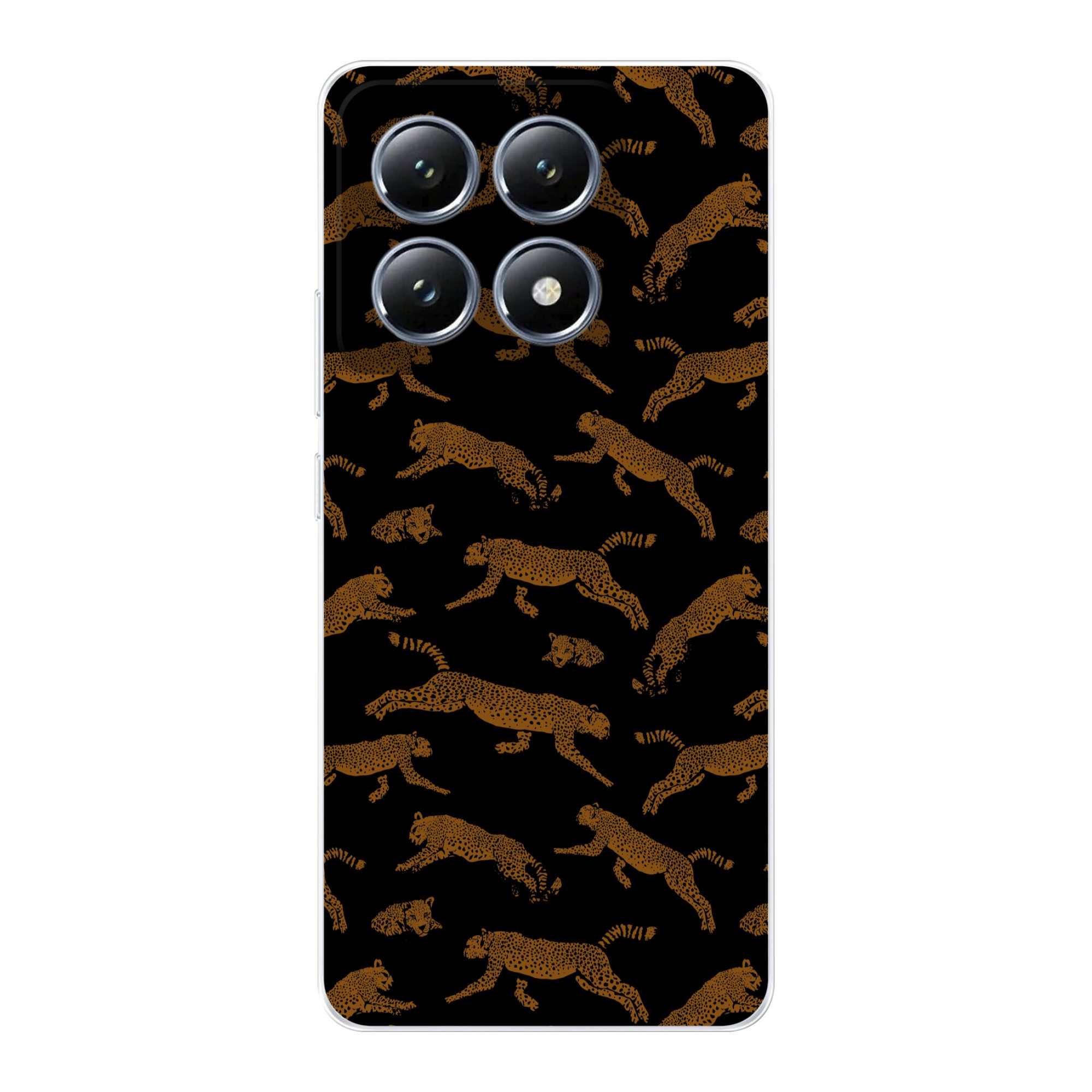 MuchoWow Handyhülle für Xiaomi 14T Panther - Muster - Tiere - Schwarz - Braun, Handy Case, Silikon, Bumper Case Dünn