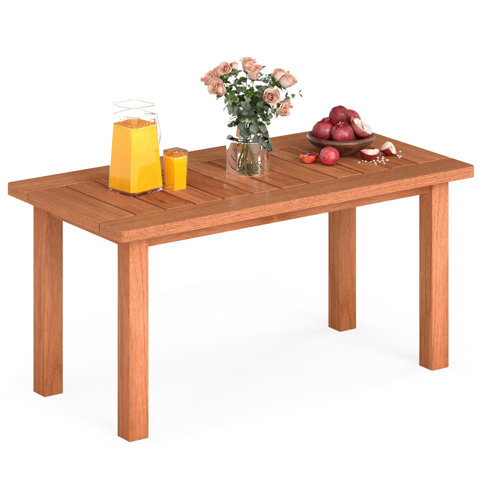 COSTWAY Gartentisch, rechteckig wetterfest Holz Couchtisch 90 x 45,5 x 43,5 cm