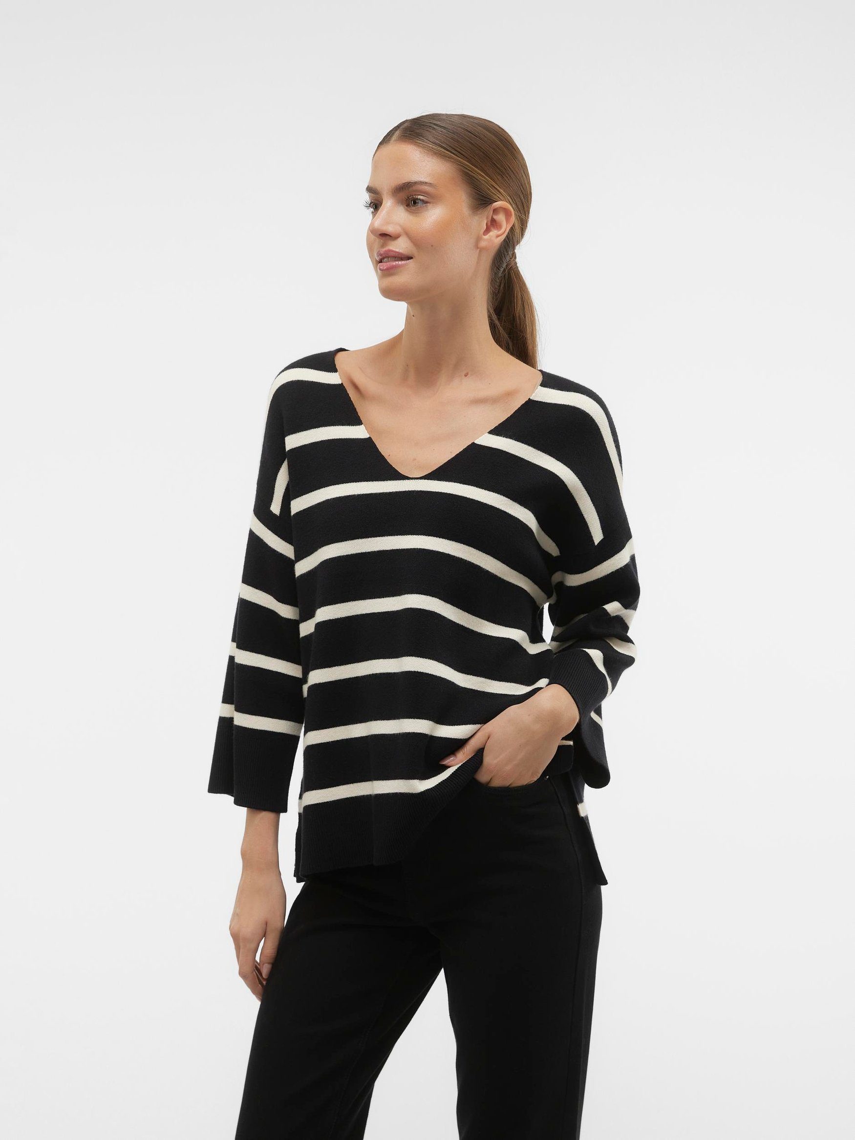 Strickpullover Legerer Feinstrick Weicher Streifen VMSABA