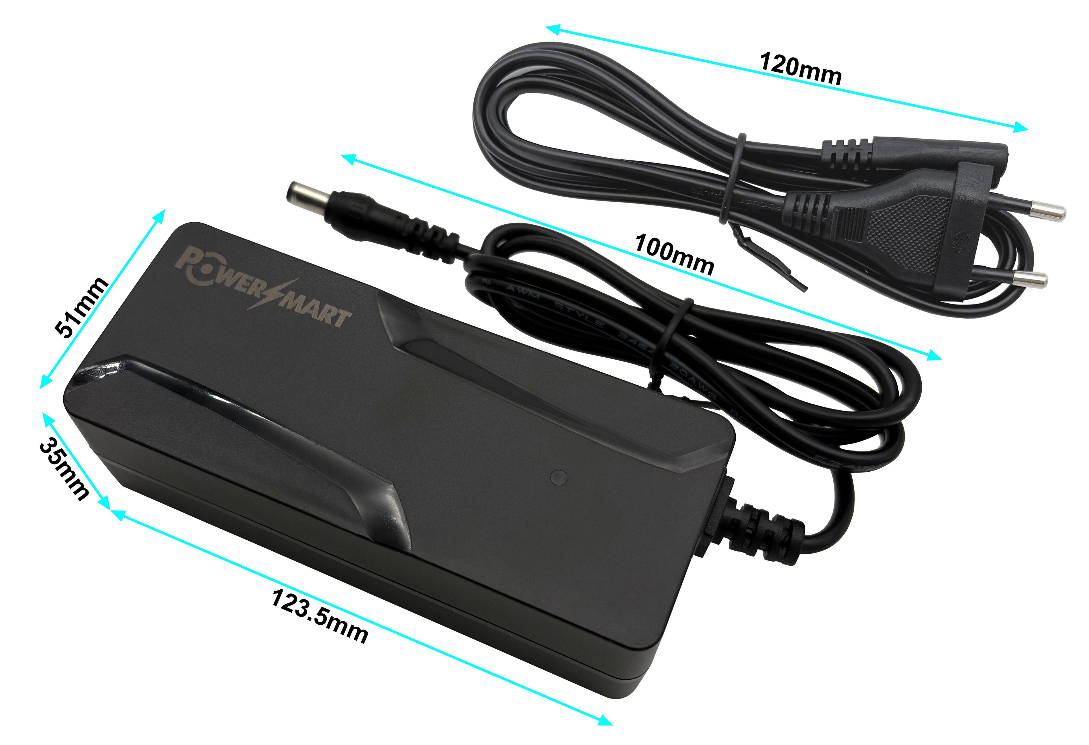 PowerSmart Batterie-Ladegerät (42V für MDA BC238360020 passt für 36V Akku, DC2.1 Stecker) – Bild 2 von 3
