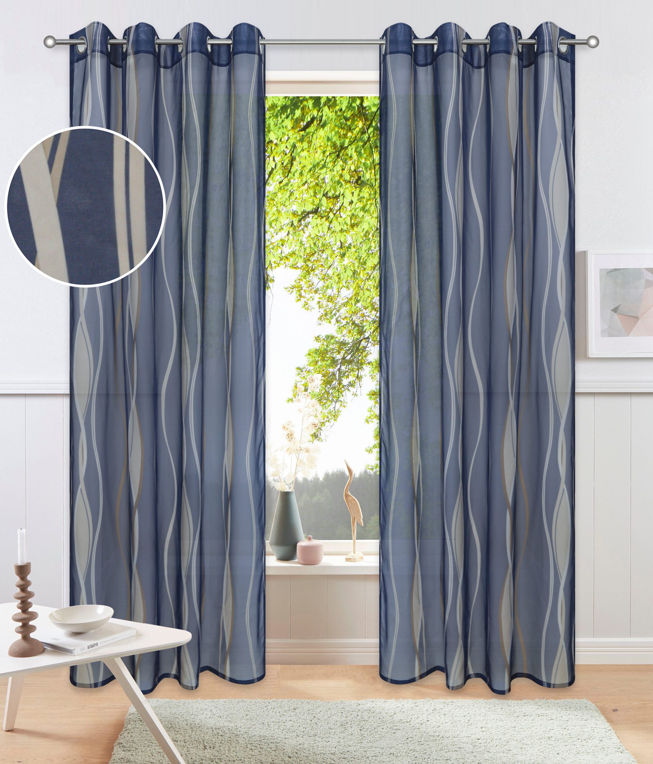 OTTO home Gardine Dimona (2 St), Ösen, transparent, Voile, 2er-Set, transparent, Voile, Polyester