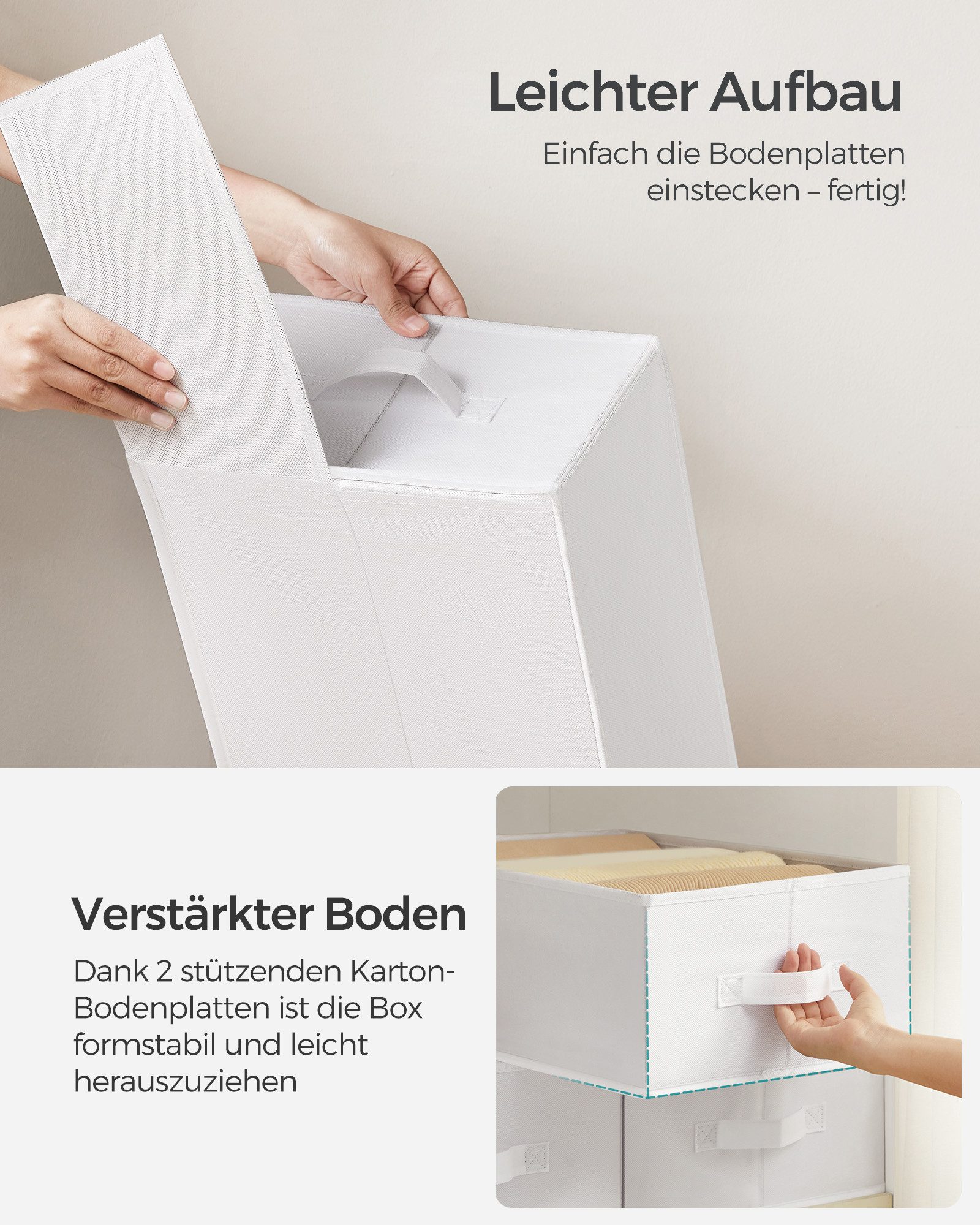 SONGMICS Aufbewahrungsbox Schubladen-Ordnungssystem, Kleiderschrank-Organizer, 42 x 30 x 17 cm (4 St), 6 Fächer, Schubladen-Ordnungssystem, Ordnungsboxen faltba – Bild 5 von 5