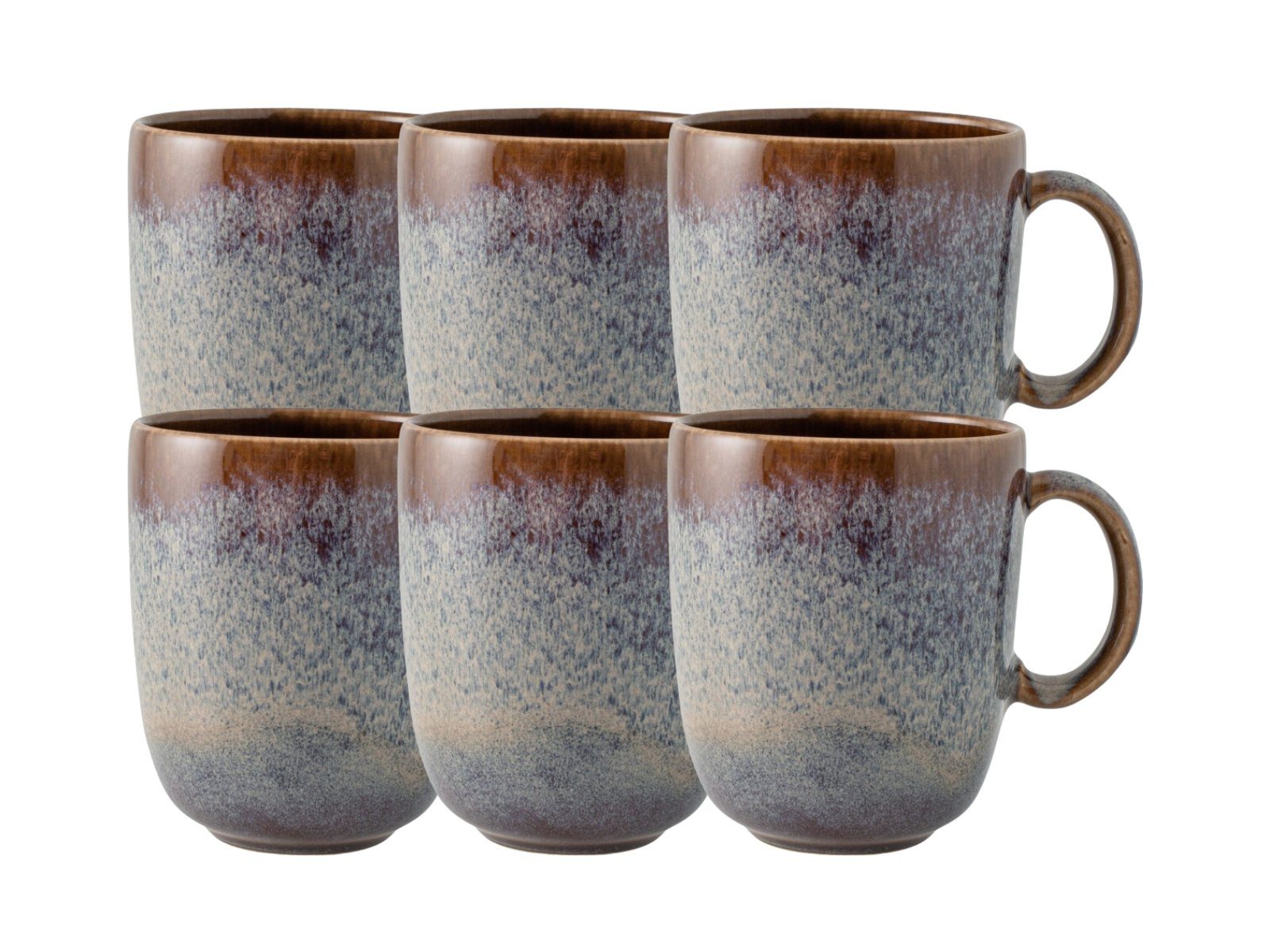 like. by Villeroy & Boch Geschirr-Set Lave beige Becher mit Henkel Set 0,4 l 6tlg, Steinzeug