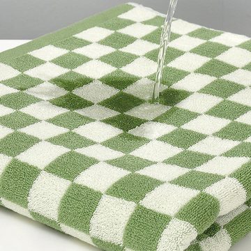 HIBNOPN Handtuch Set Handtücher für Bad Gesichtstuch Weich Schachbrett 33 x 73 cm, 4 Farben, (4-tlg)