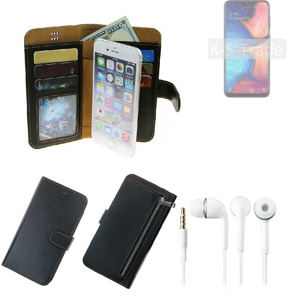 K-S-Trade Handyhülle für Samsung Galaxy A20, TOP SET Handy Hülle Schutz Hülle schwarz aus Kunstleder +