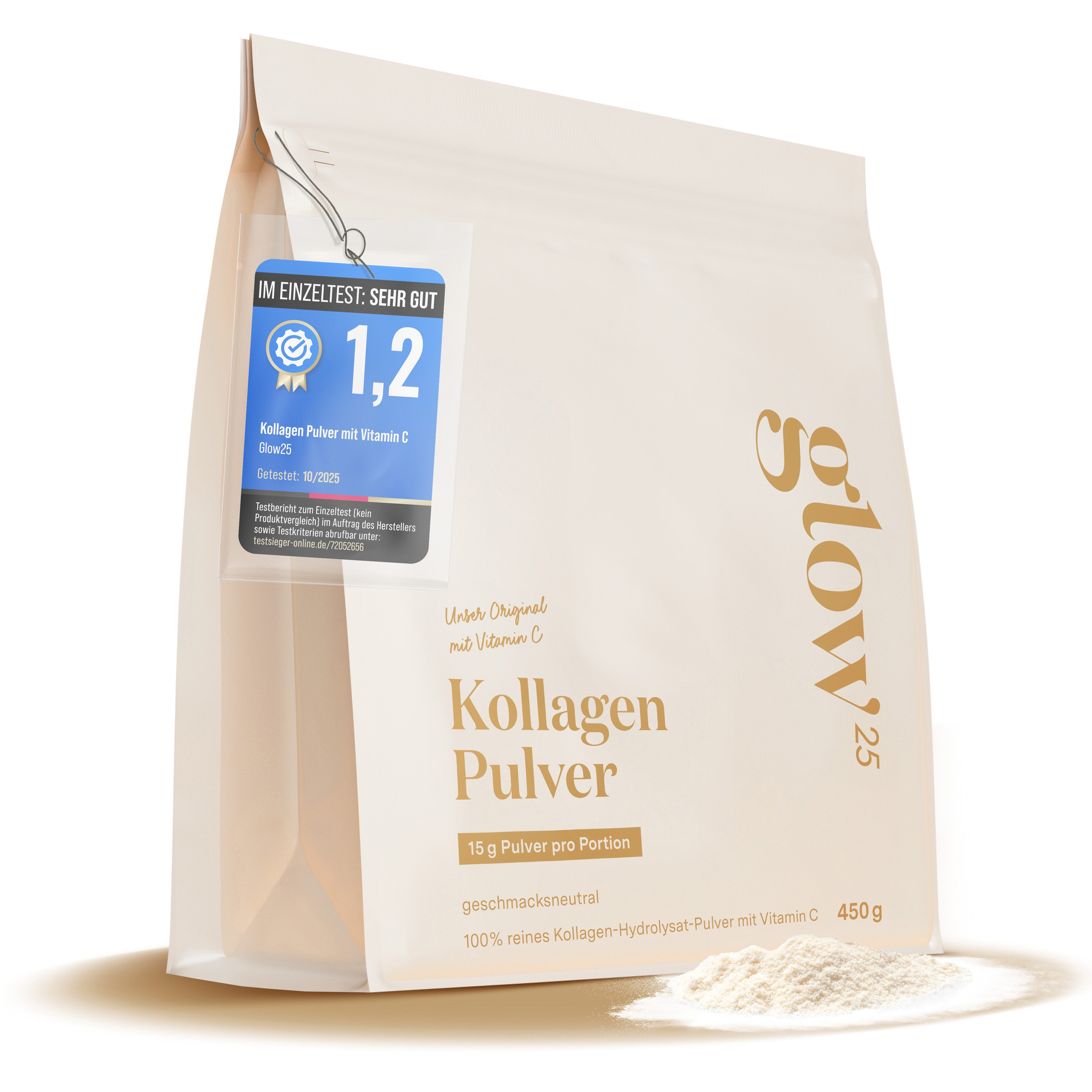 Glow25 Glow25® Collagen Original– Kollagen Hydrolysat mit Vitamin C Pulver, 450 g
