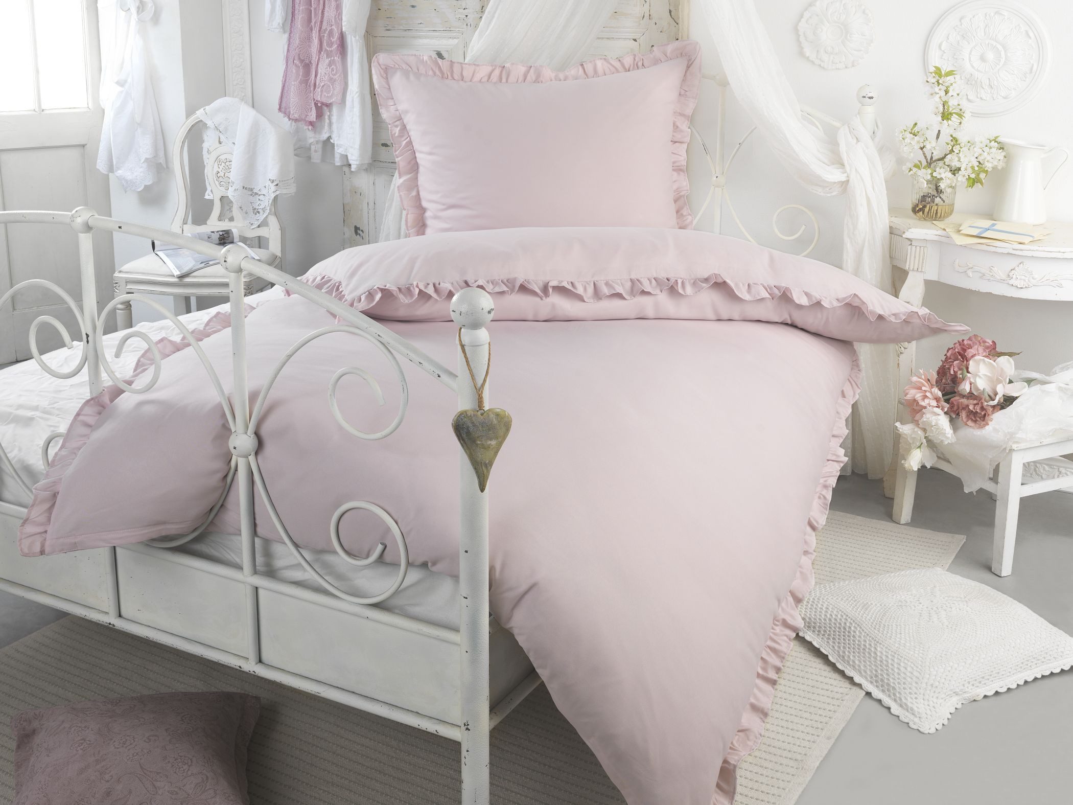 stofftraum Bettwäsche Set Mikrofaser 135x200 Design pure romantic Samtrose, günstig online kaufen