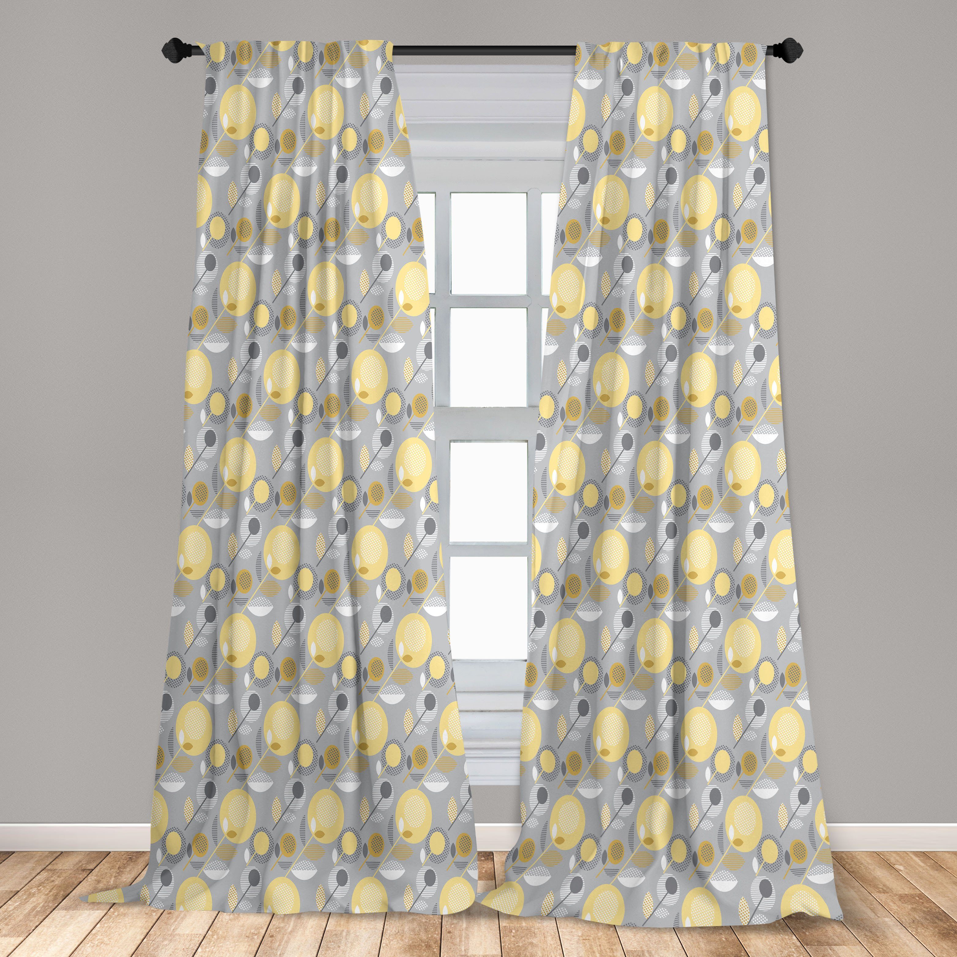 Schlafzimmer Microfaser, Gardine 60er-Muster Vorhang Wohnzimmer Dekor, für Blume Gelbe Abakuhaus,